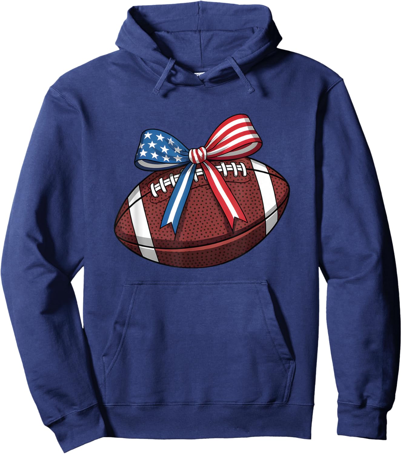 Football Bow Patriotic Women Football Coquette Hoodie - Hoodie | Navy