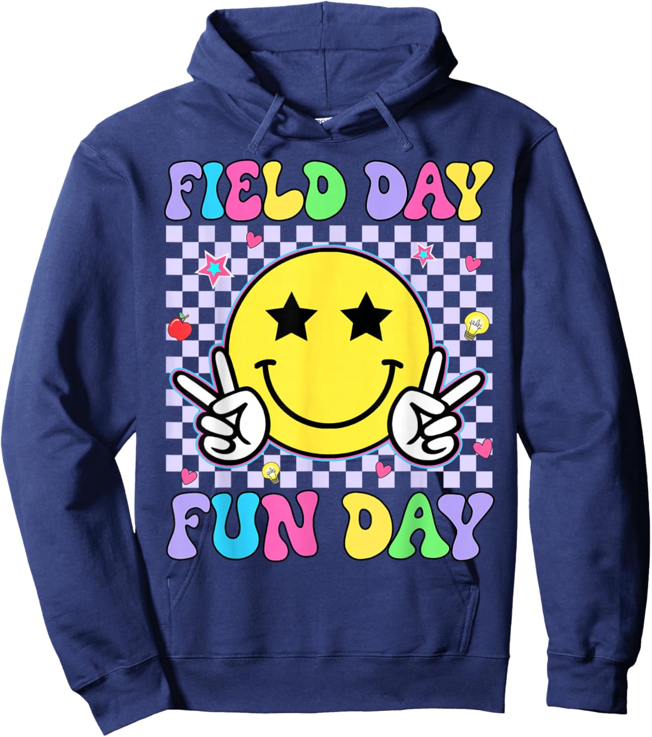 Retro Groovy Field Day Fun Day Teacher Kids Field Day 2026 Hoodie - Hoodie | Navy