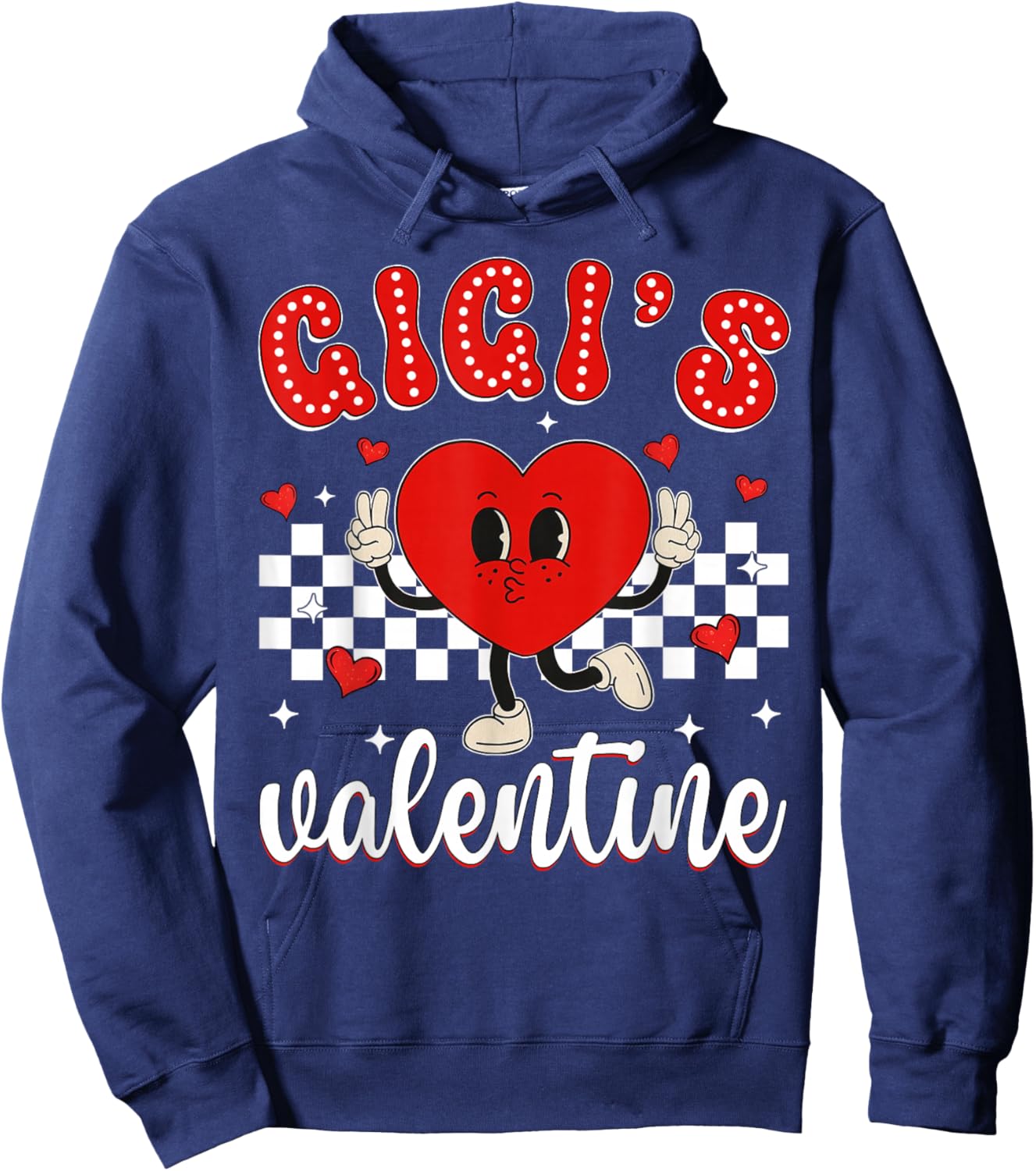 Gigi's Valentine Heart Cute Kids Retro Groovy Boy Girl Hoodie - Hoodie | Navy