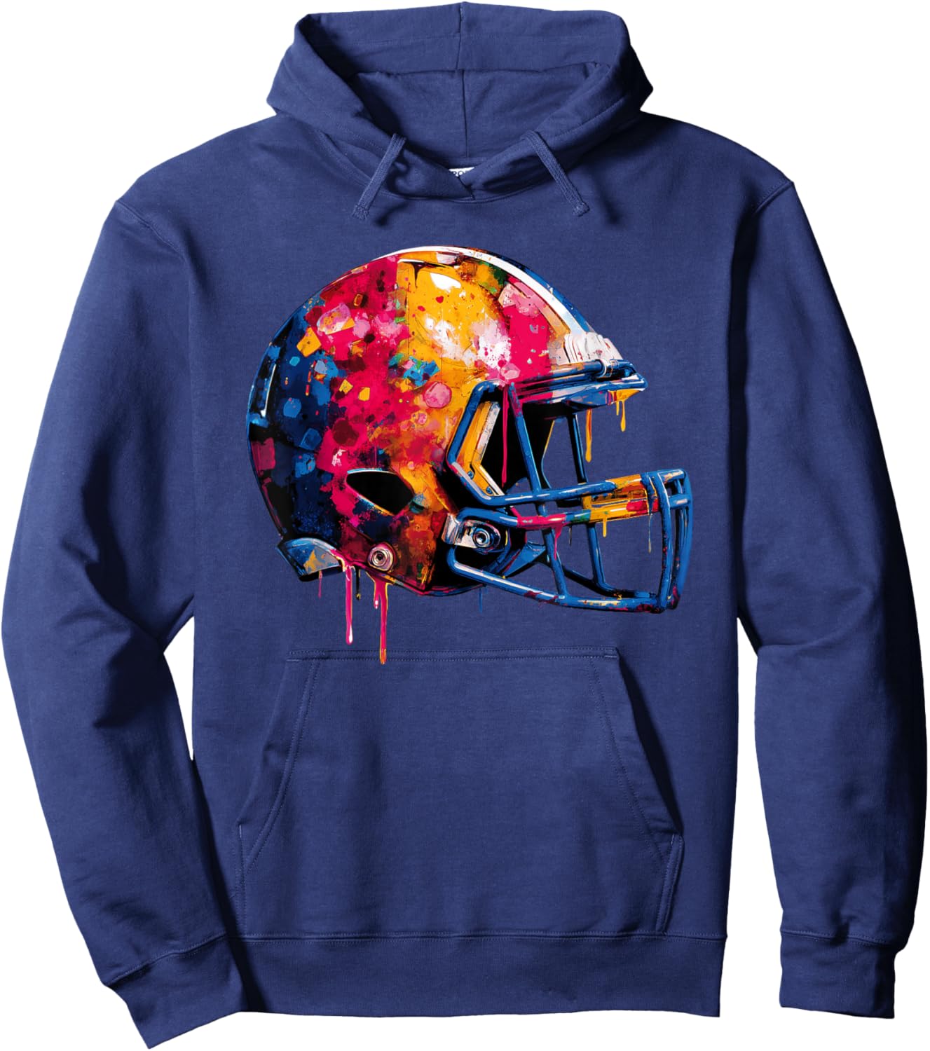Football Helmet Drip Game Day Graphic Hoodie - Hoodie | Navy