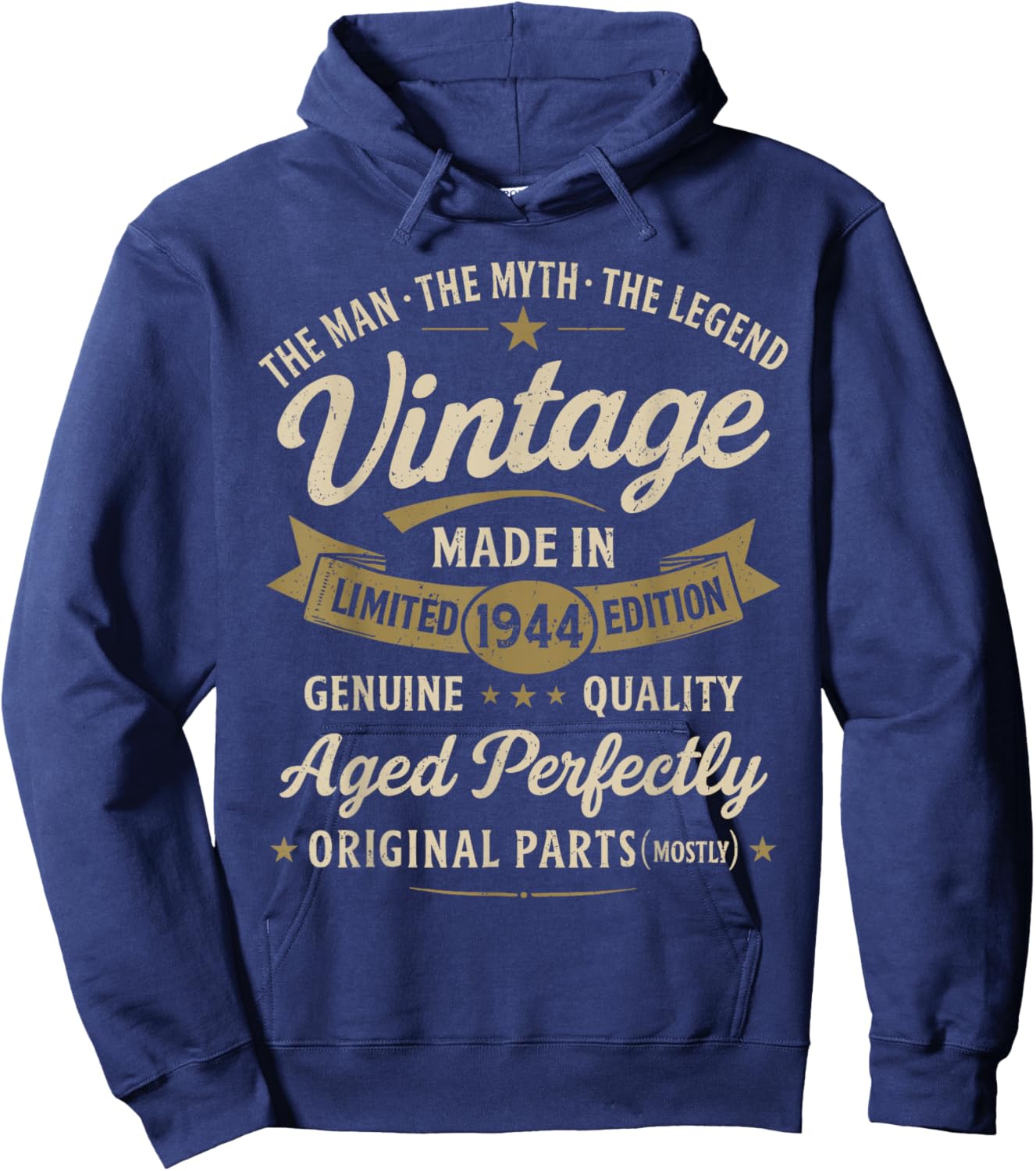 82nd Birthday Gift Vintage 1944 Men Funny 82 Years Old 1944 Hoodie - Hoodie | Navy