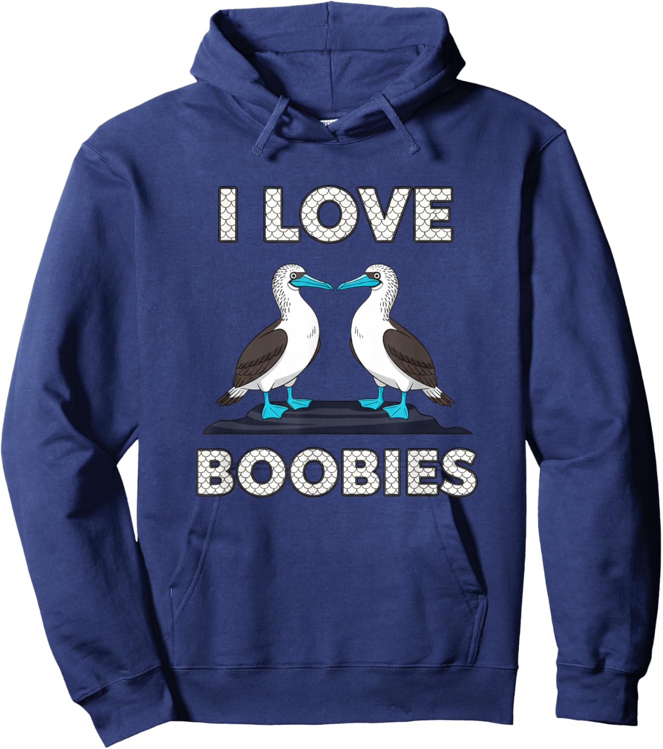 Bird I Love Boobies Blue-Footed Booby Pride Hoodie - Hoodie | Navy