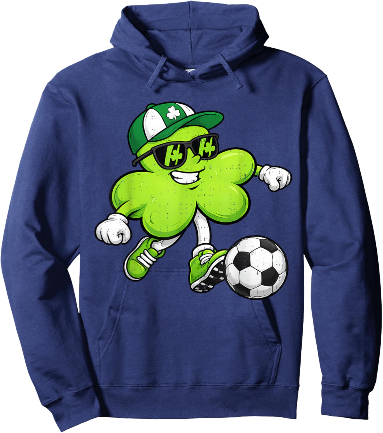 Soccer Saint Patricks Day Boys Kid Drip Sport Green Shamrock Hoodie - Hoodie | Navy