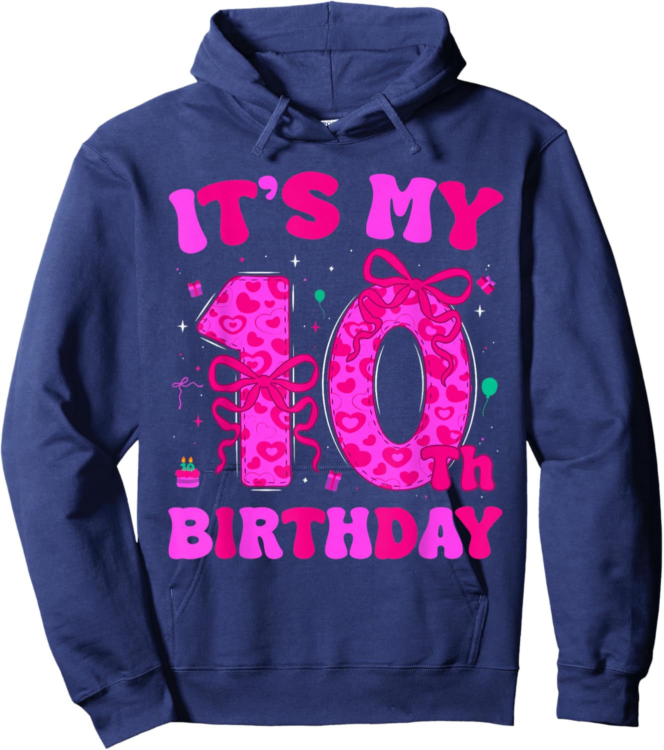 It's My 10th Birthday Coquette Bow 10th Birthday Girl Hoodie - Hoodie | Navy