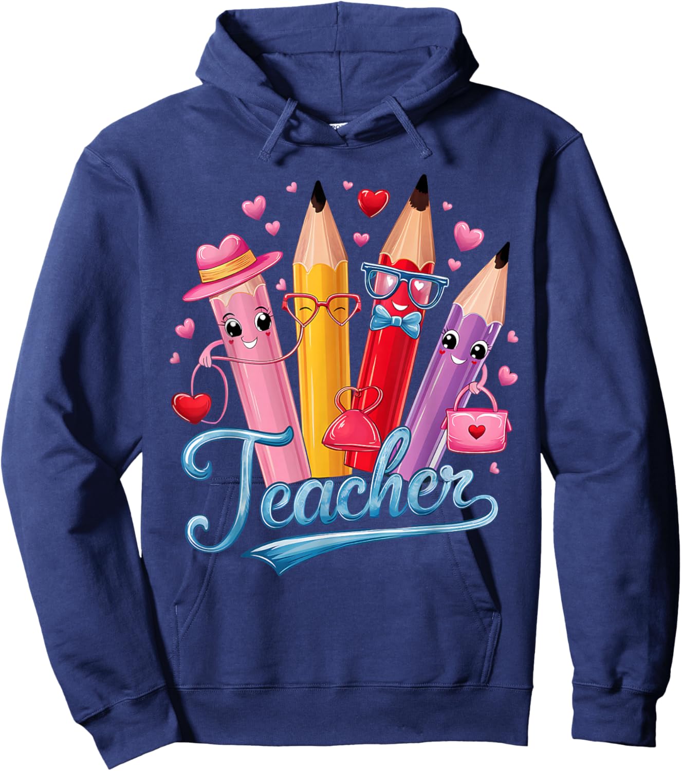 Funny Teacher Valentine Art Classroom Love Theme Hoodie - Hoodie | Navy