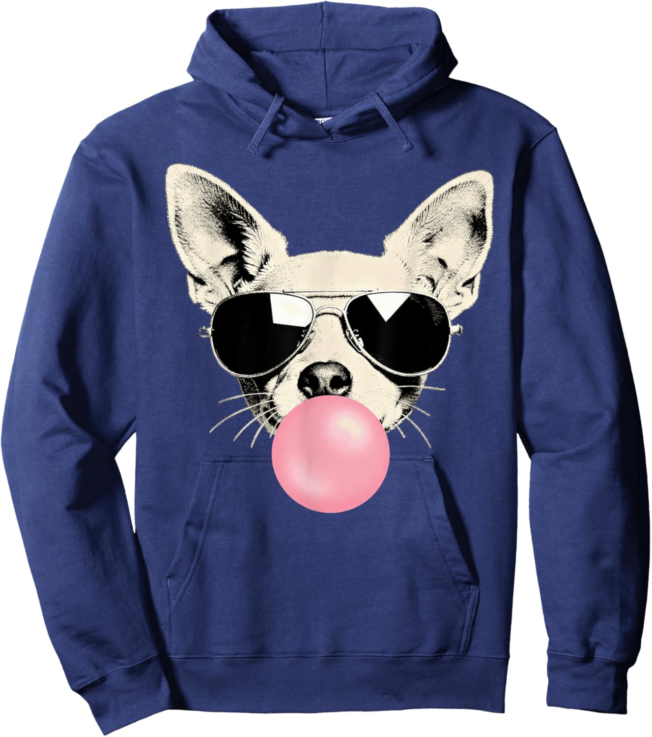 Funny Chihuahua Bubblegum Sunglasses Dog Meme Hoodie - Hoodie | Navy