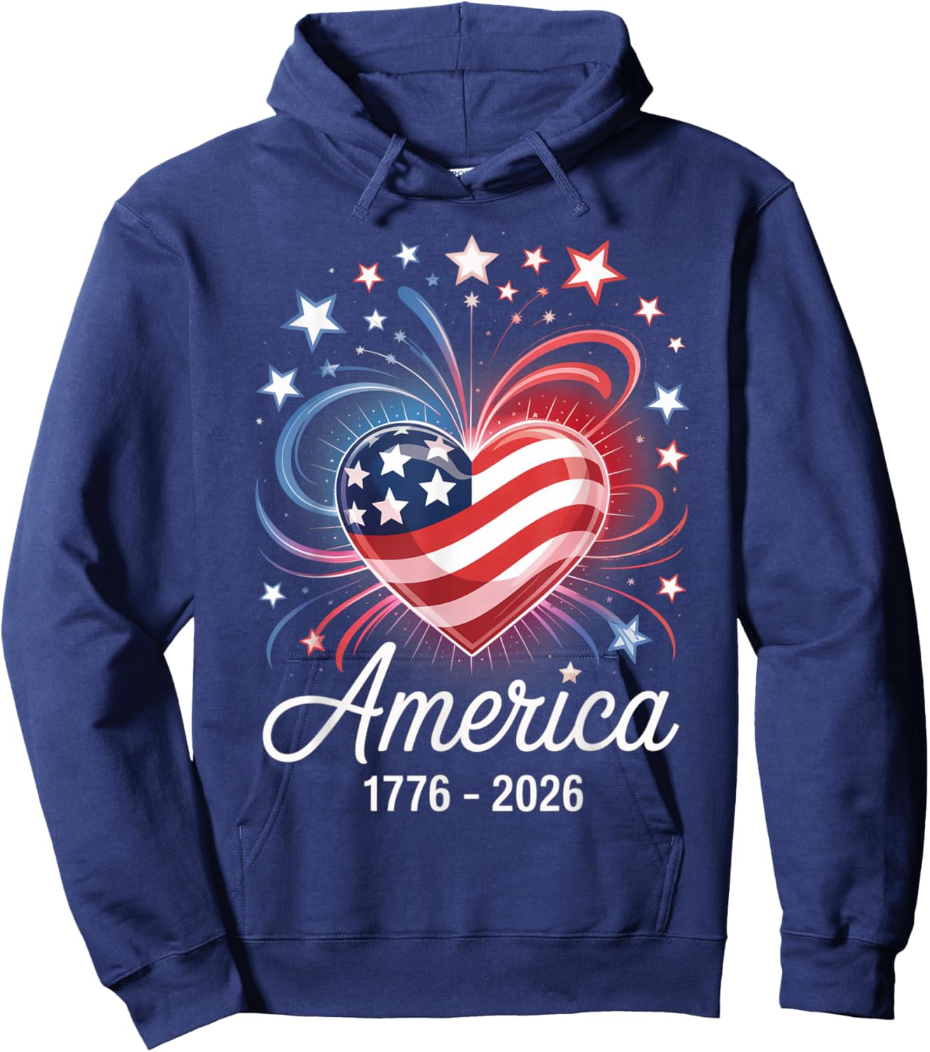 Flag Heart 1776 2026 July 4th 250th Birthday Hoodie - Hoodie | Navy