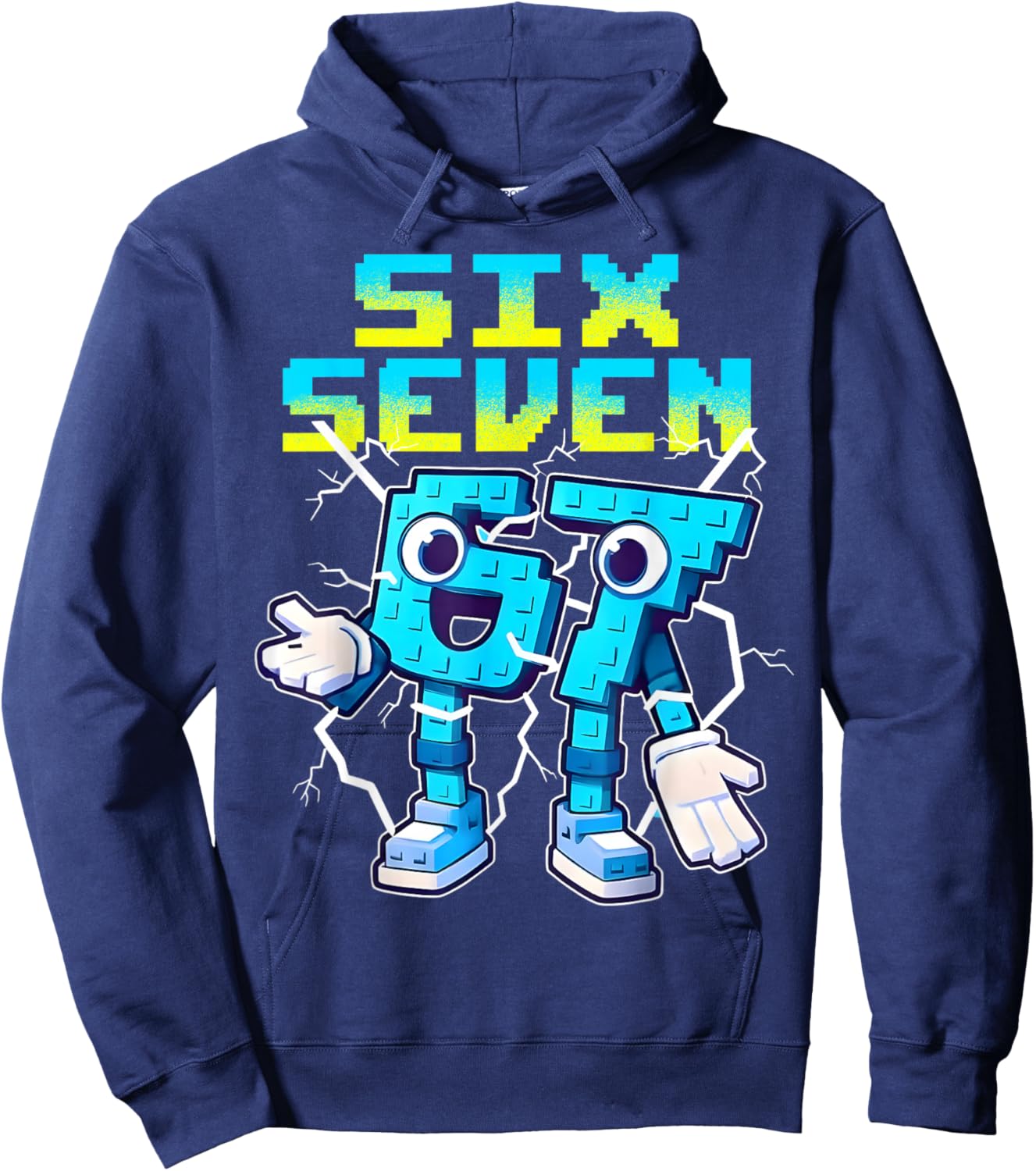 Six Seven Brainrot Italian Funny 67 Kids Gaming Meme Boys Hoodie - Hoodie | Navy