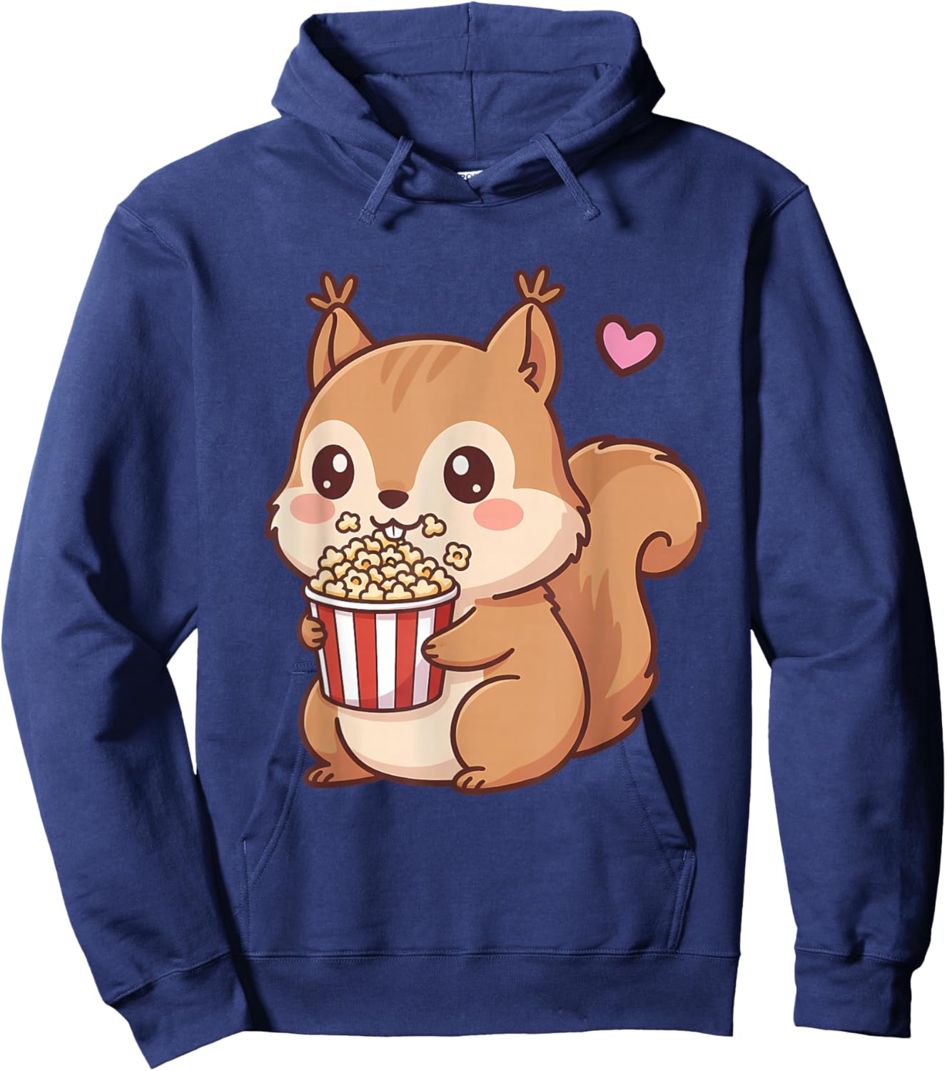 Cute Squirrel Kawaii Anime Style Eating Popcorn Lover Hoodie - Hoodie | Navy