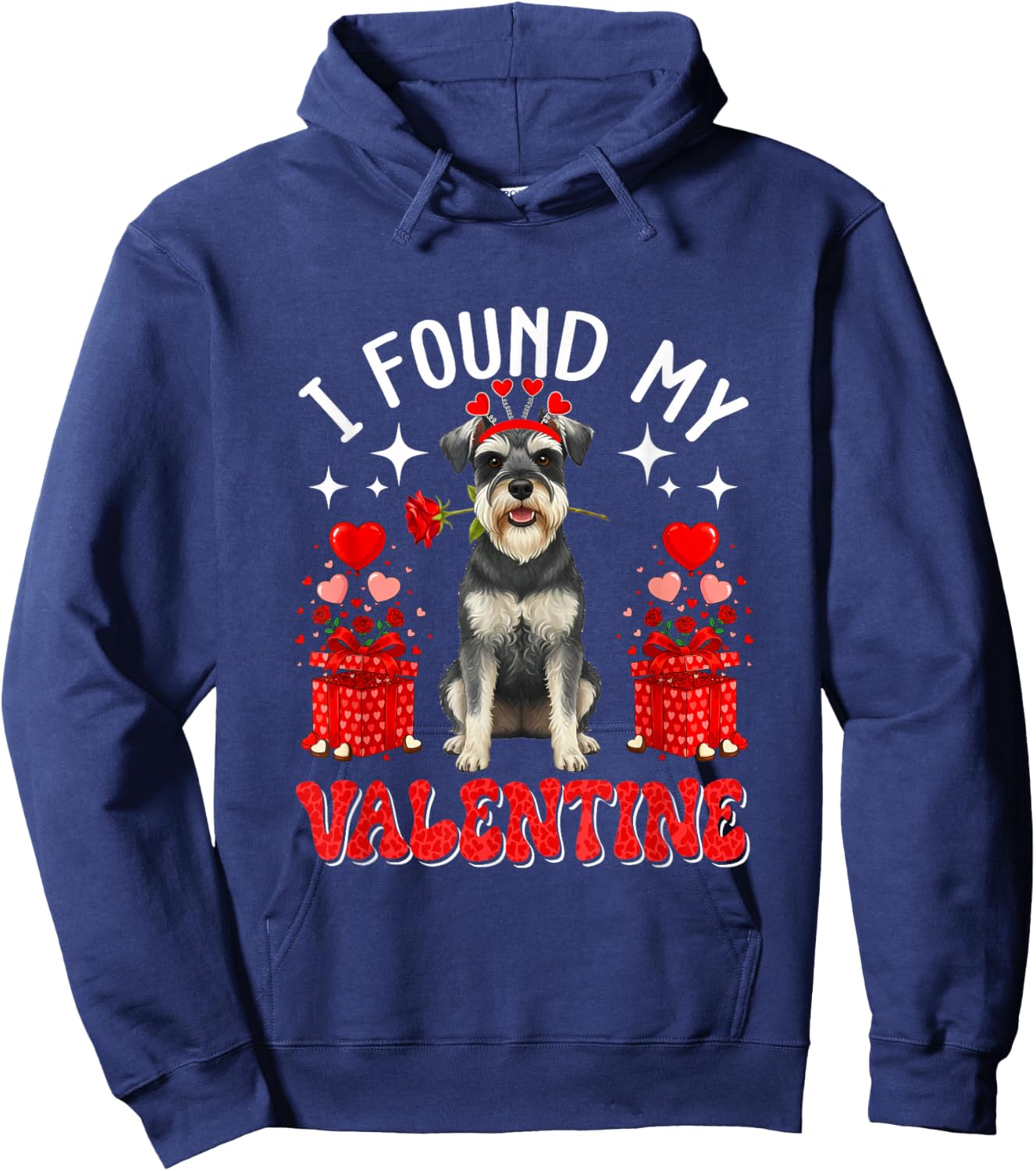 I Found My Valentine Schnauzer Owner Floral Roses Hearts Hoodie - Hoodie | Navy