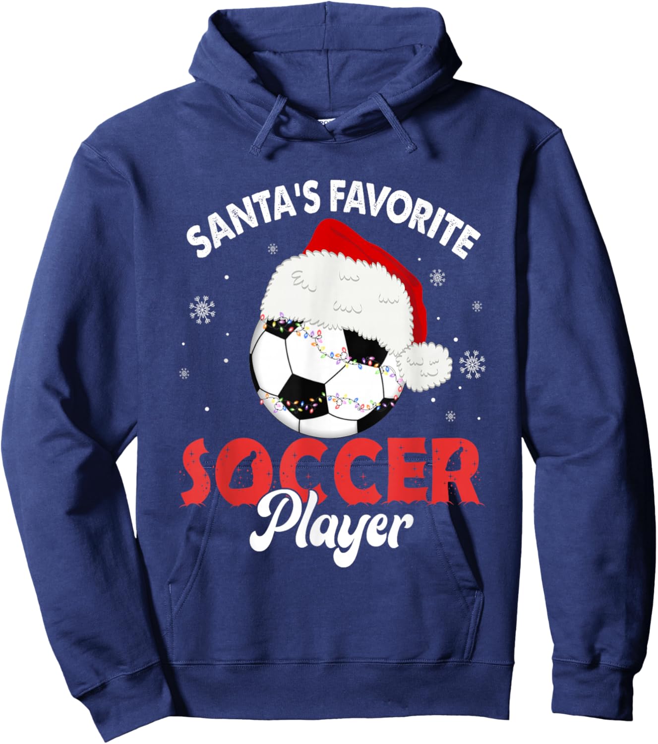 Santa's Favorite Soccer Player Christmas Pajamas Men Boys Hoodie - Hoodie | Navy