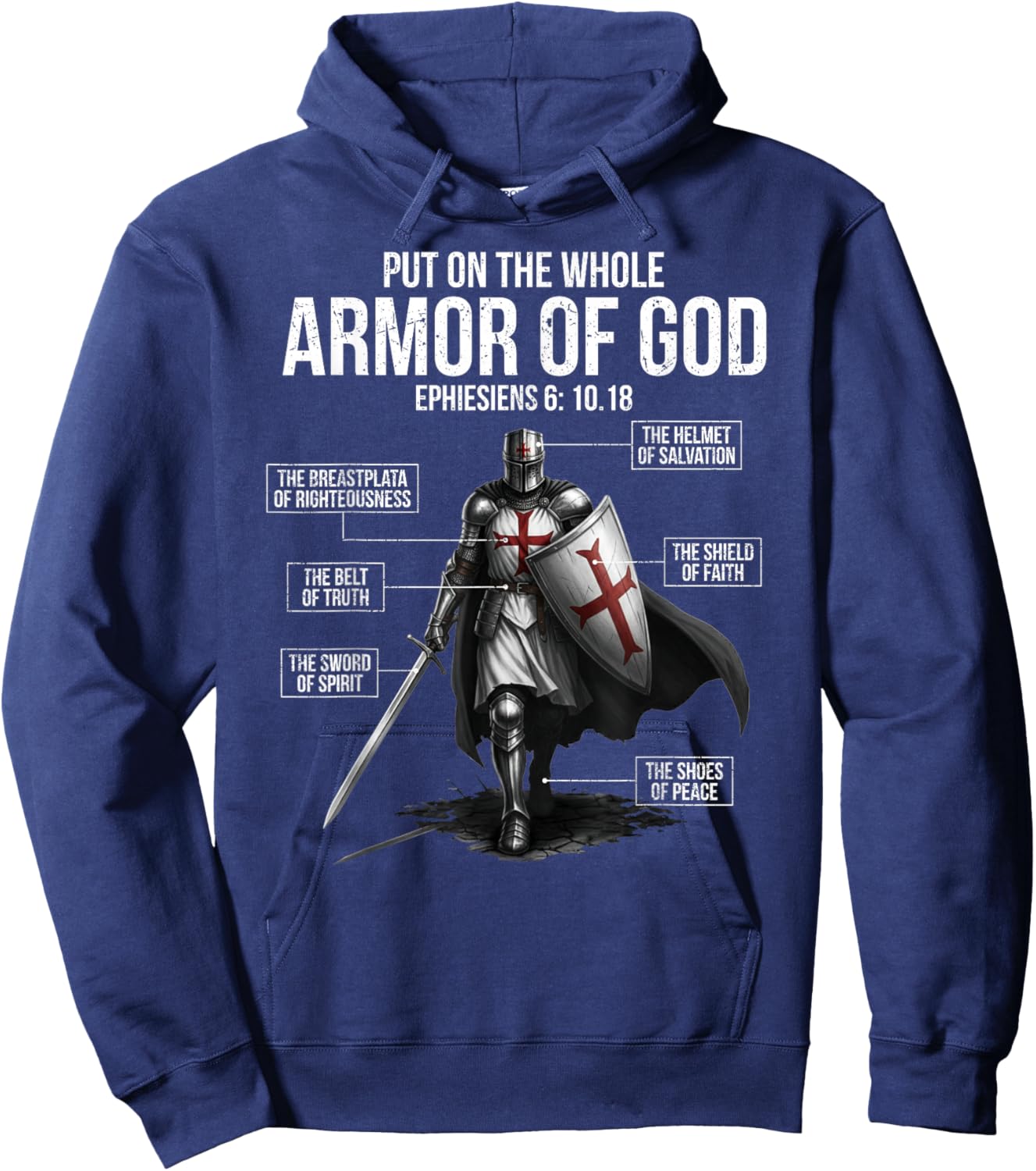 Full Armor of God Men Women Kids Christian Bible Verse Hoodie - Hoodie | Navy