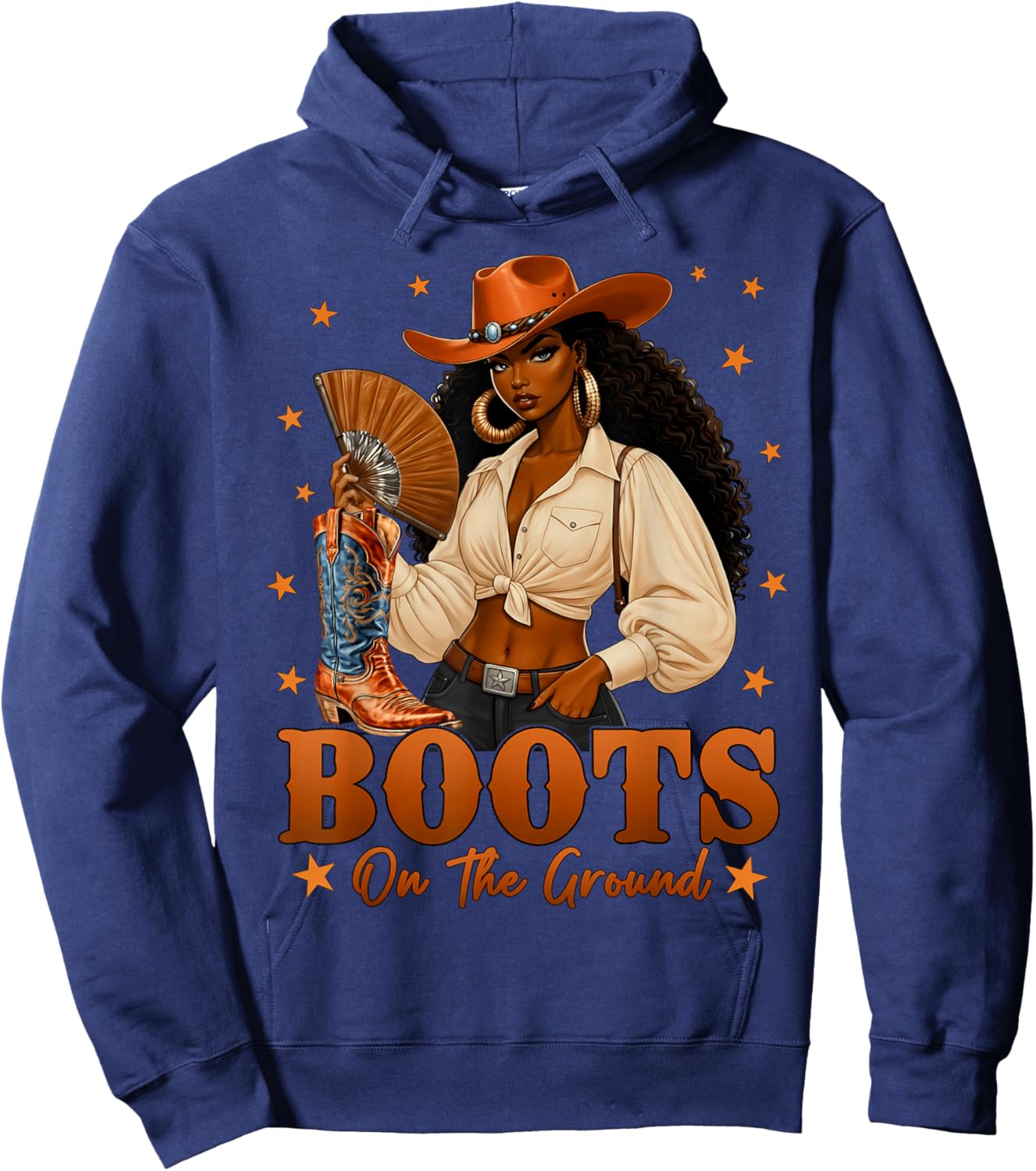 Black History Boots On The Ground Cowgirl Western Black Girl Hoodie - Hoodie | Navy