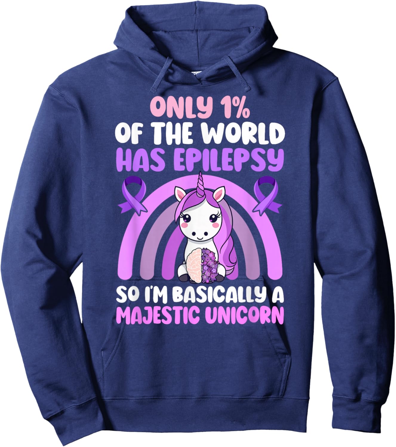 Epilepsy Awareness Month Epilepsy Warrior Unicorn Hoodie - Hoodie | Navy