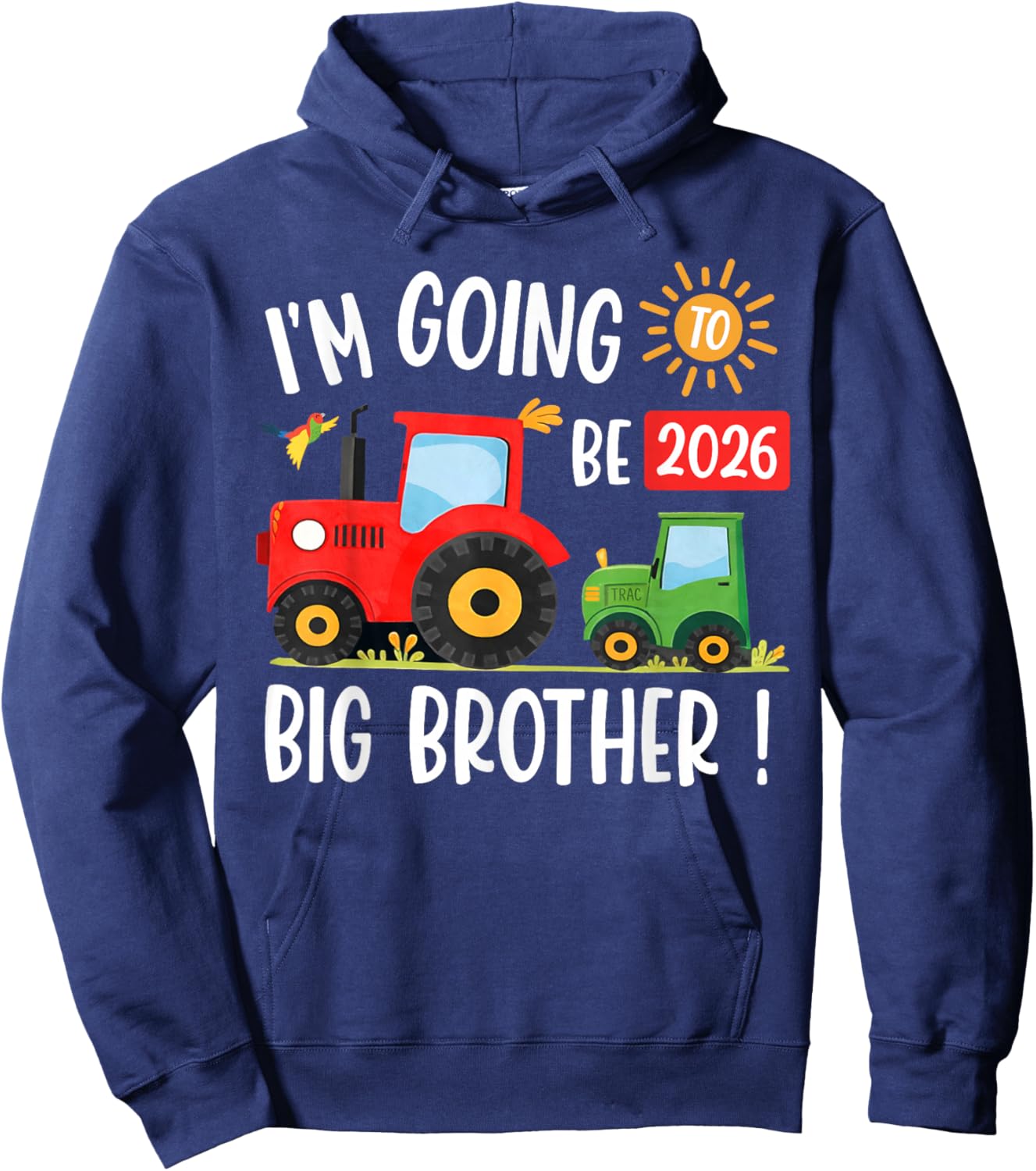Kids I’m Going to Be A Big Brother Tractor Hoodie - Hoodie | Navy