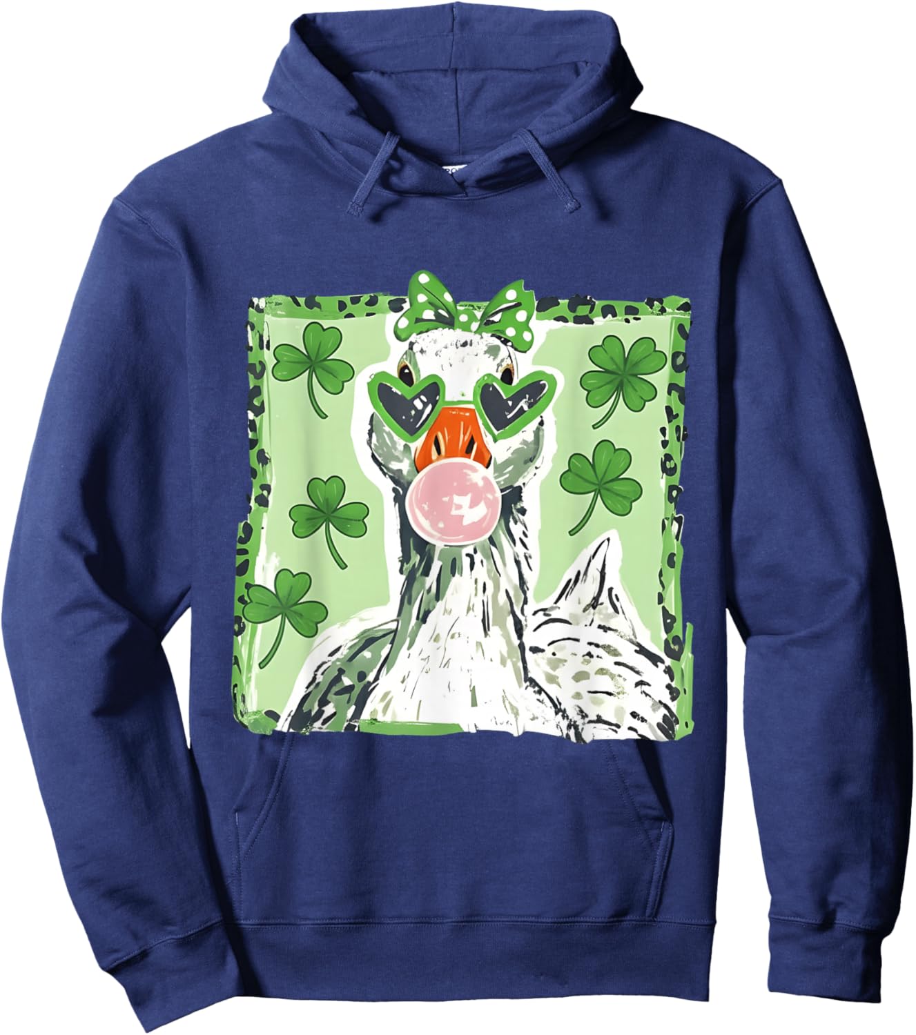 Leopard St Patrick's Day Goose Cute Goose Lover Cute Animal Hoodie - Hoodie | Navy