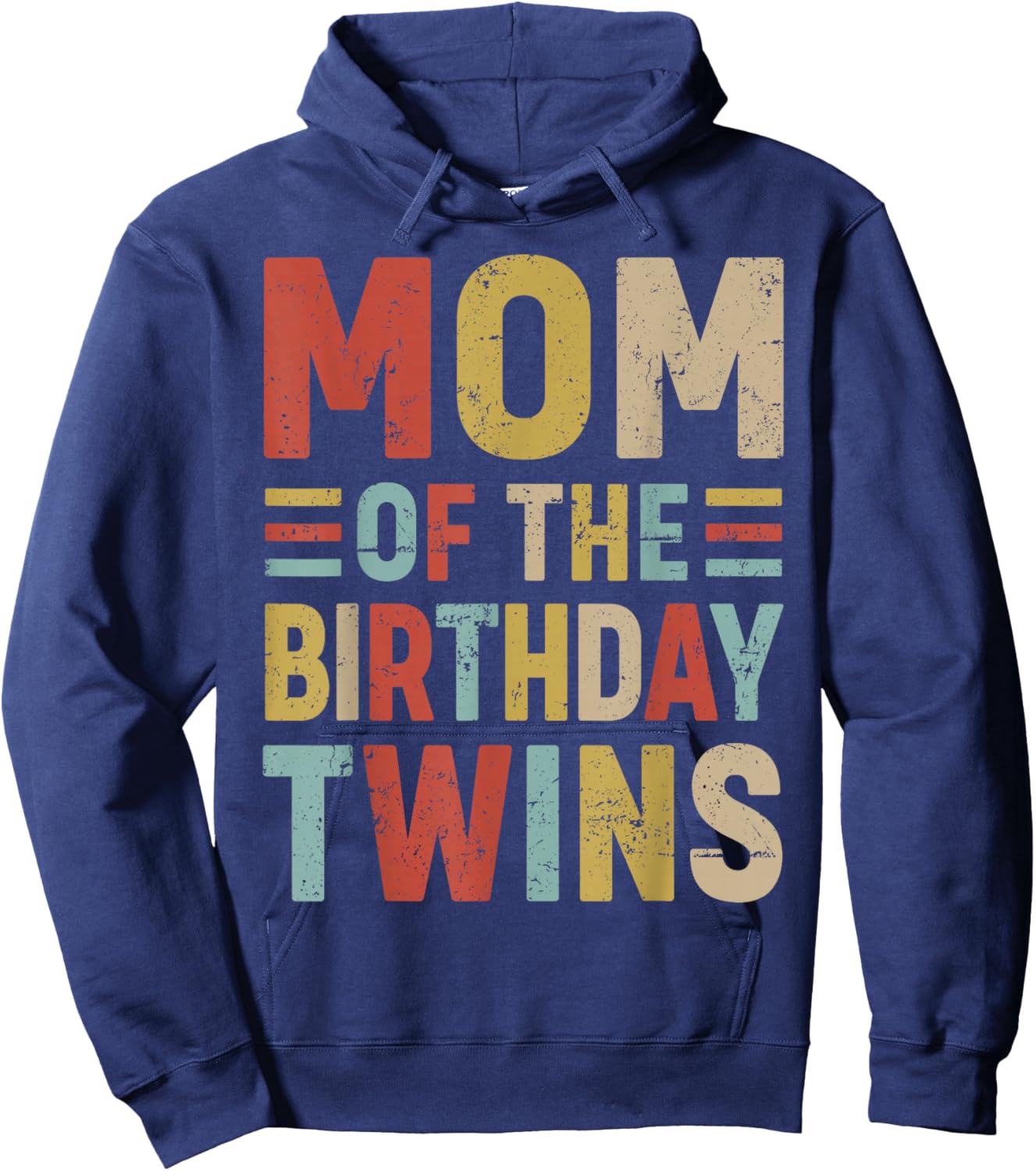 Mom of The Birthday Twins Family Matching Bday Party Hoodie - Hoodie | Navy