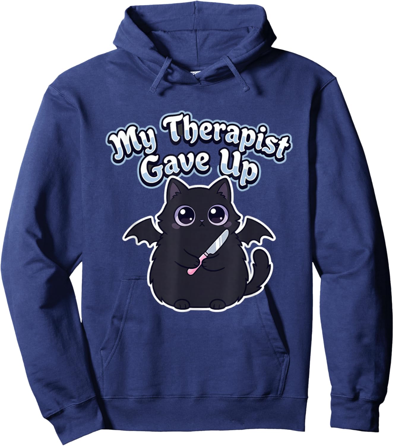 My Therapist Gave Up Funny Cat Knife Hoodie - Hoodie | Navy