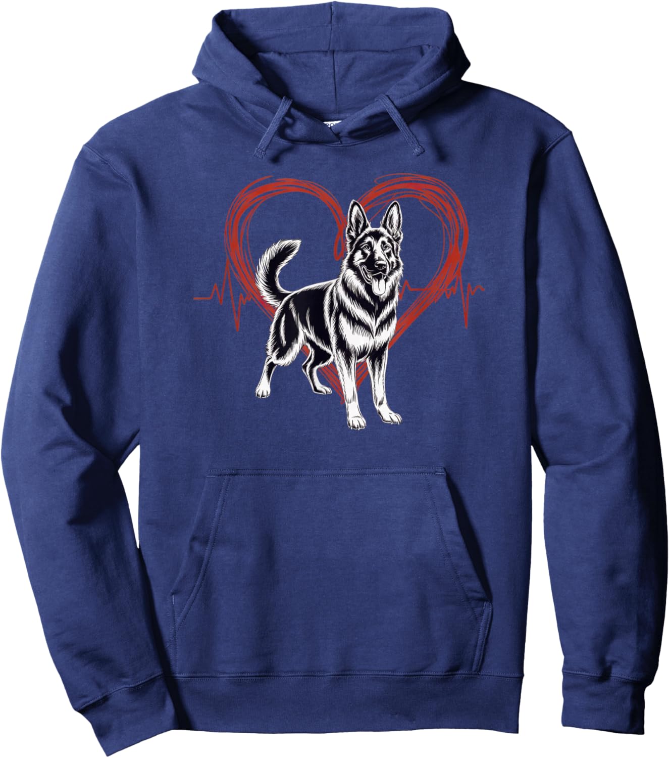 German Shepherd Dog Heartbeat Graphic for Dog Lovers Hoodie - Hoodie | Navy