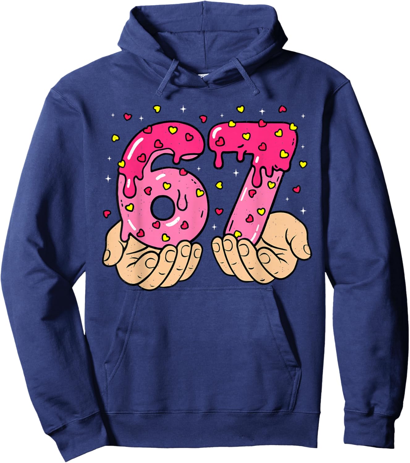 Funny 6 7 Meme Heart Gen Alpha Six Seven 67 Valentine’s Day Hoodie - Hoodie | Navy