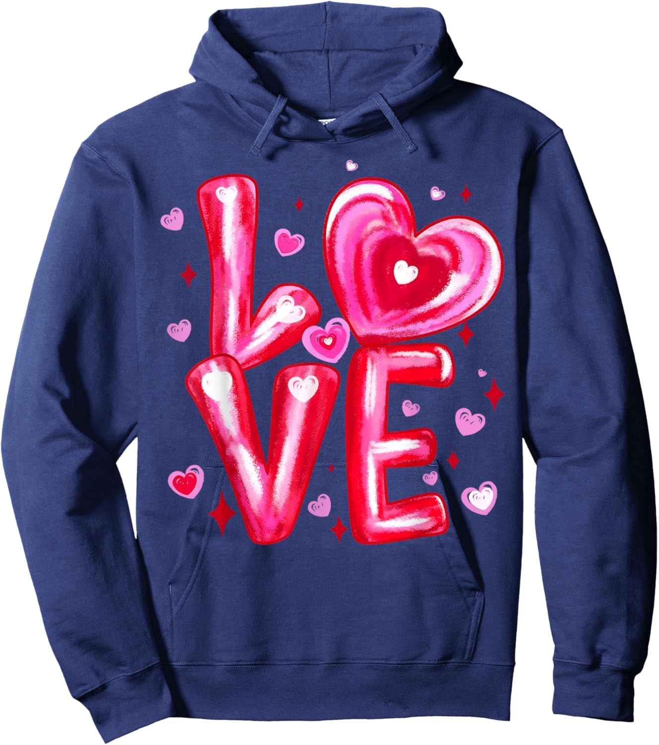 Happy Valentine Love Pink Heart Girl Women Kid Hoodie - Hoodie | Navy
