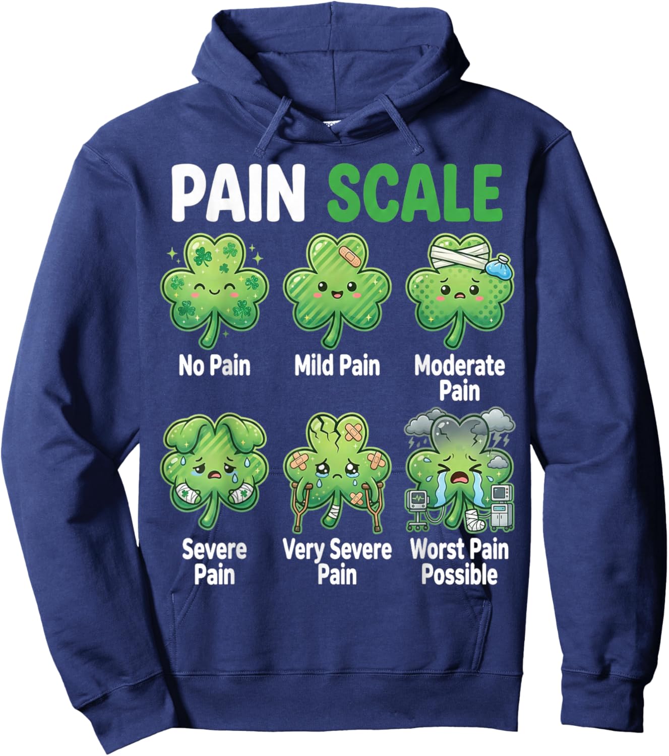 Funny Pain Scale Nurse St Patricks Day Nurses Irish RN ER Hoodie - Hoodie | Navy