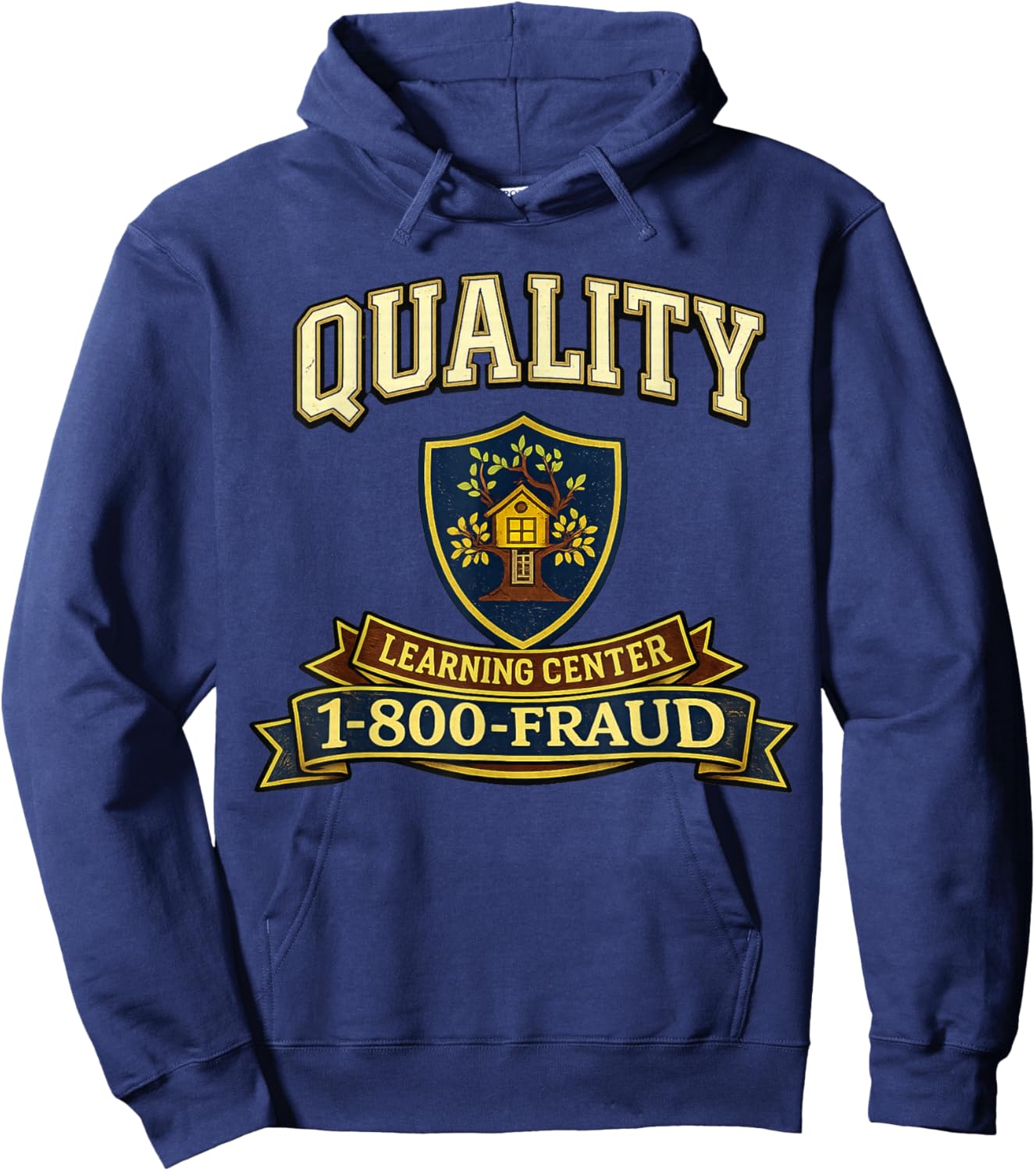 Retro Funny Sarcastic Quality Learning Center School Quote Hoodie - Hoodie | Navy