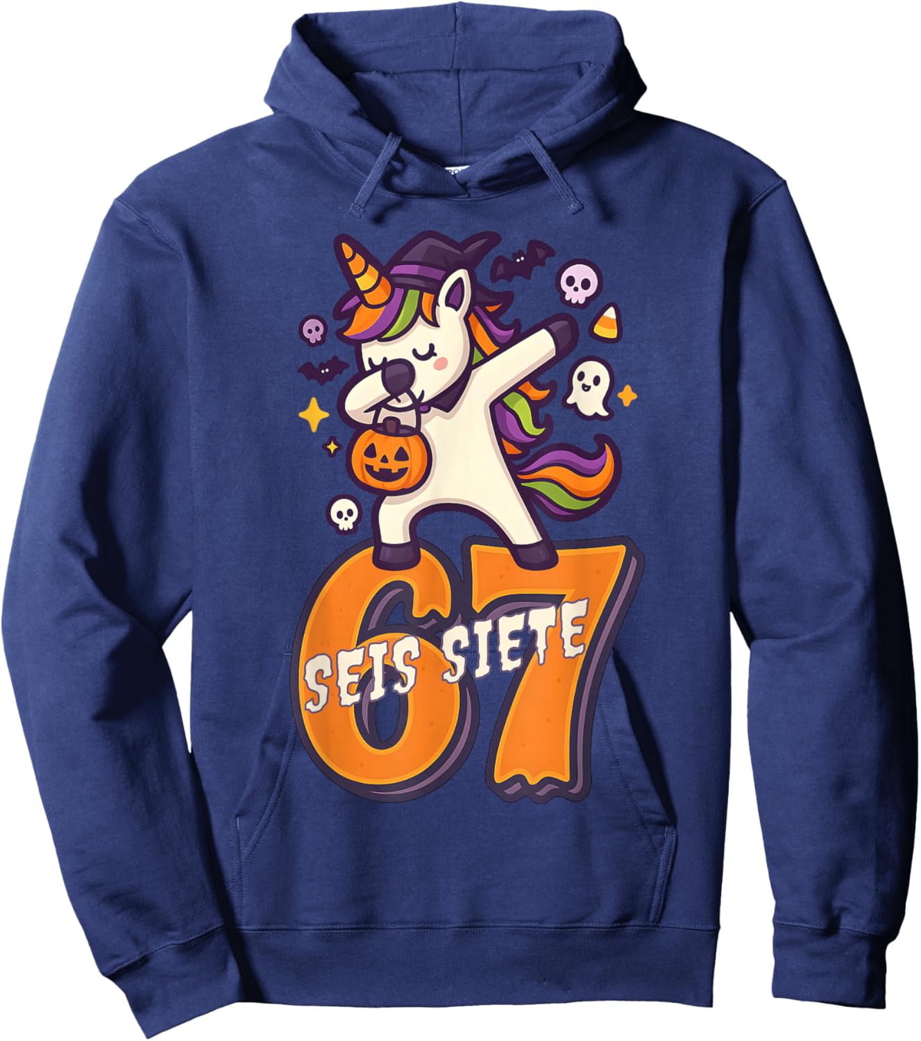SEIS Siete Spanish Halloween 67 Boys Kids Six Seven Espanol Hoodie - Hoodie | Navy