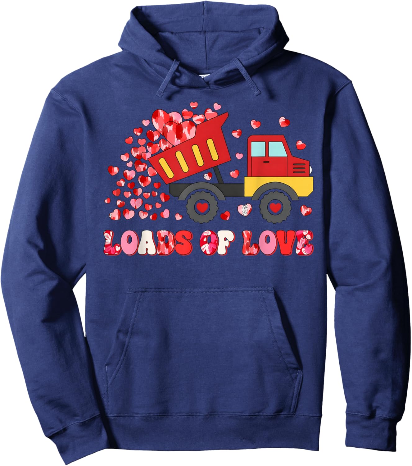 Valentine Loads of Love Truck Lover Hearts Boys Kids Hoodie - Hoodie | Navy