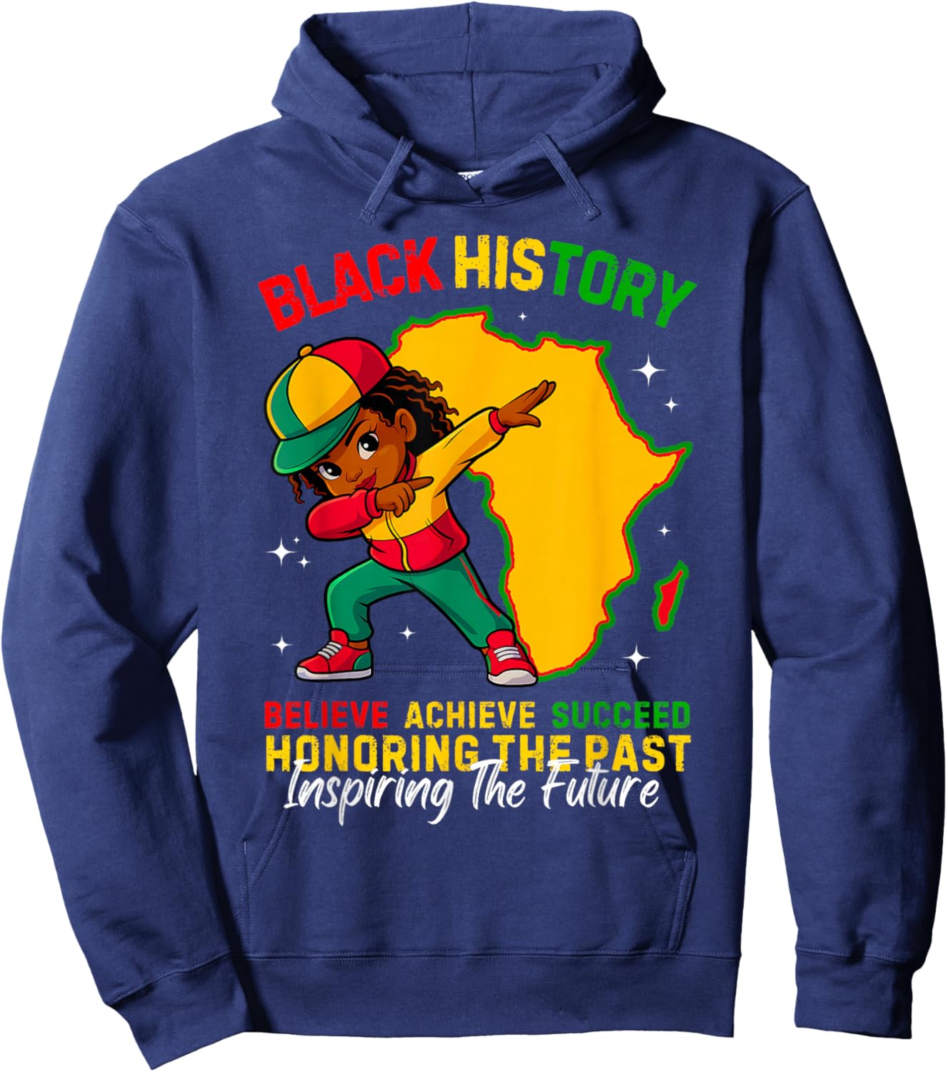 Black History Month African American Girls Kids Melanin Hoodie - Hoodie | Navy