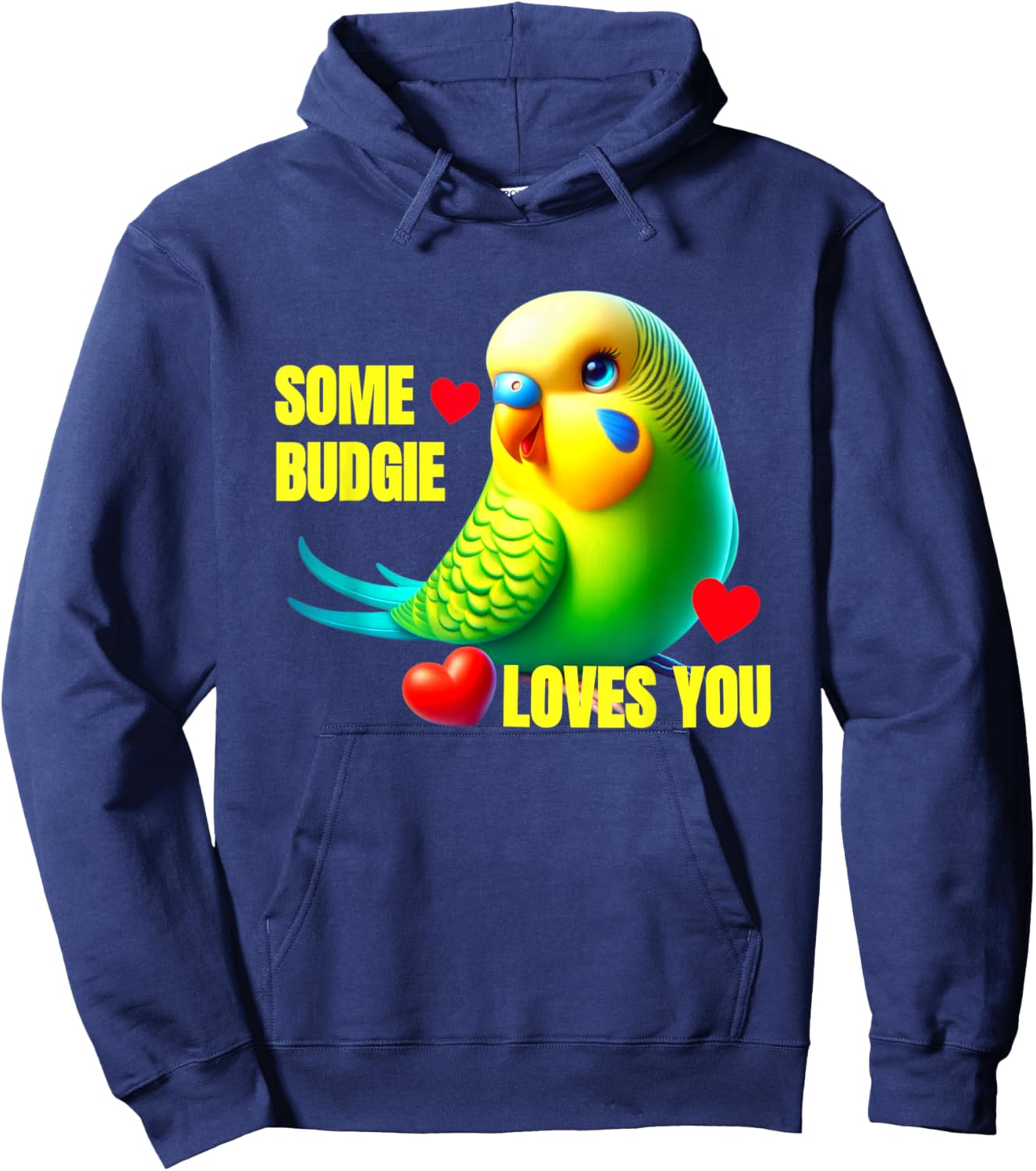 Valentines Budgie Parakeet Some Budgie Love You Pet Bird Pun Hoodie - Hoodie | Navy