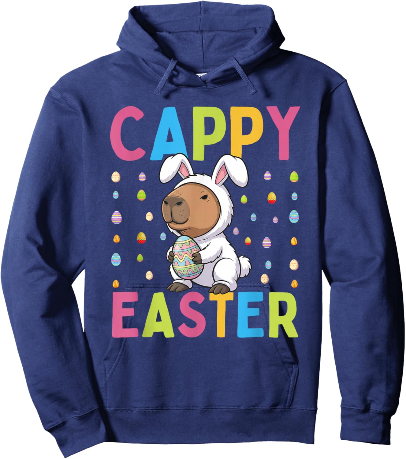 Funny Cappy Easter Capybara Animal Lovers Easter Celebration Hoodie - Hoodie | Navy