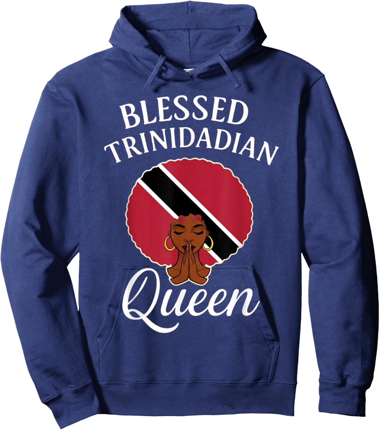 Blessed Trinidadian Queen Afro Caribbean Praying Hands Hoodie - Hoodie | Navy