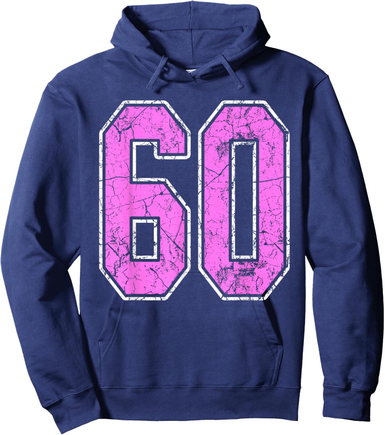 Grunge Pink and Pink Number 60 Jersey Player Uniform #60 Hoodie - Hoodie | Navy