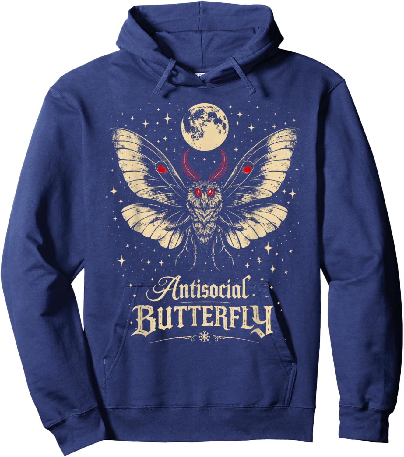 Mothman Anti-Social Funny Butterfly Cryptid Cryptozoology Hoodie - Hoodie | Navy