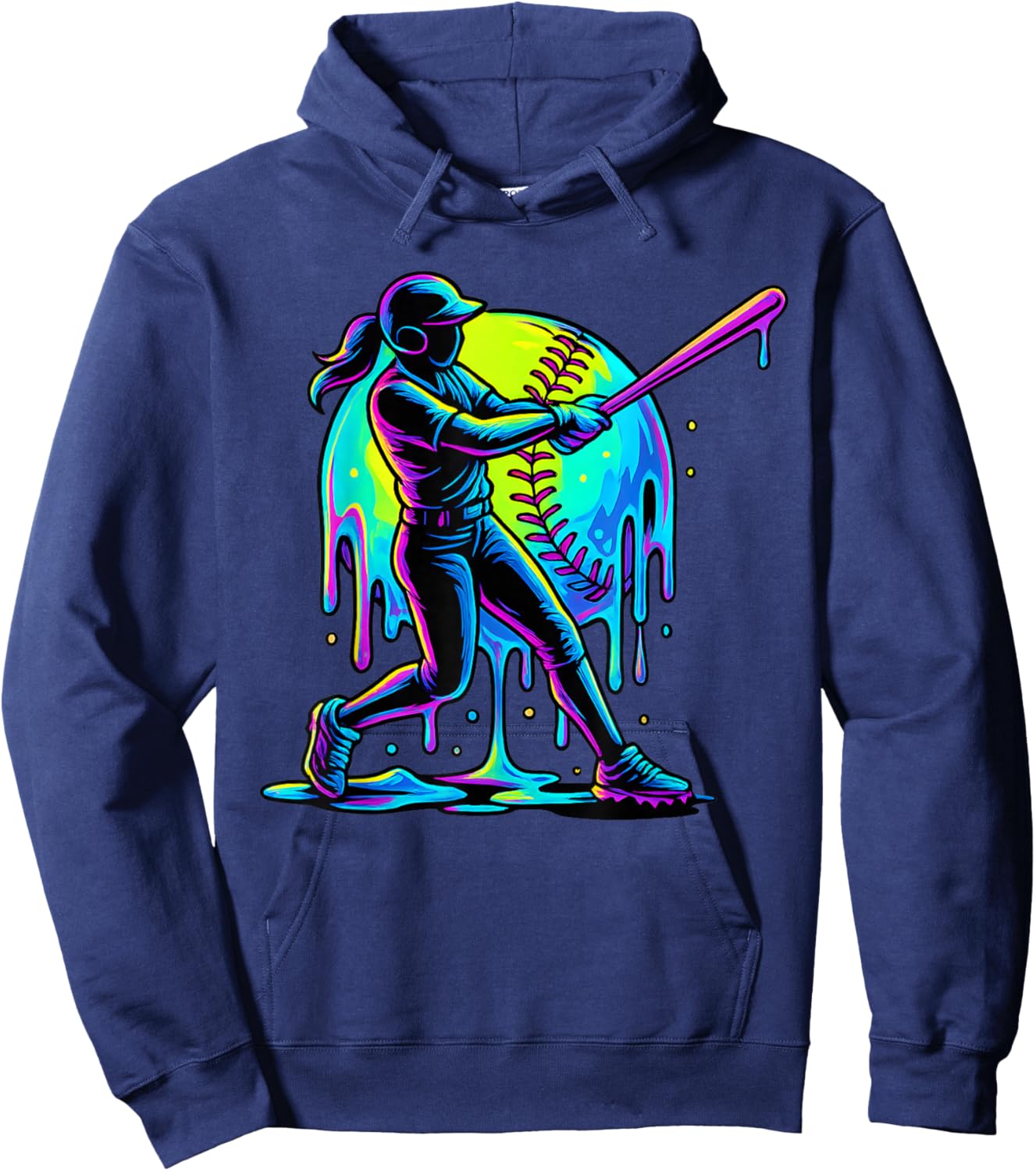 Softball Drip for Girls Player Ice Cream Drip Softball Stuff Hoodie - Hoodie | Navy