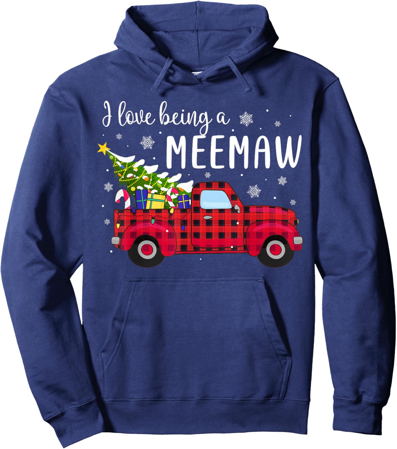 I Love Being A Meemaw Truck Xmas - Christmas Hoodie - Hoodie | Navy
