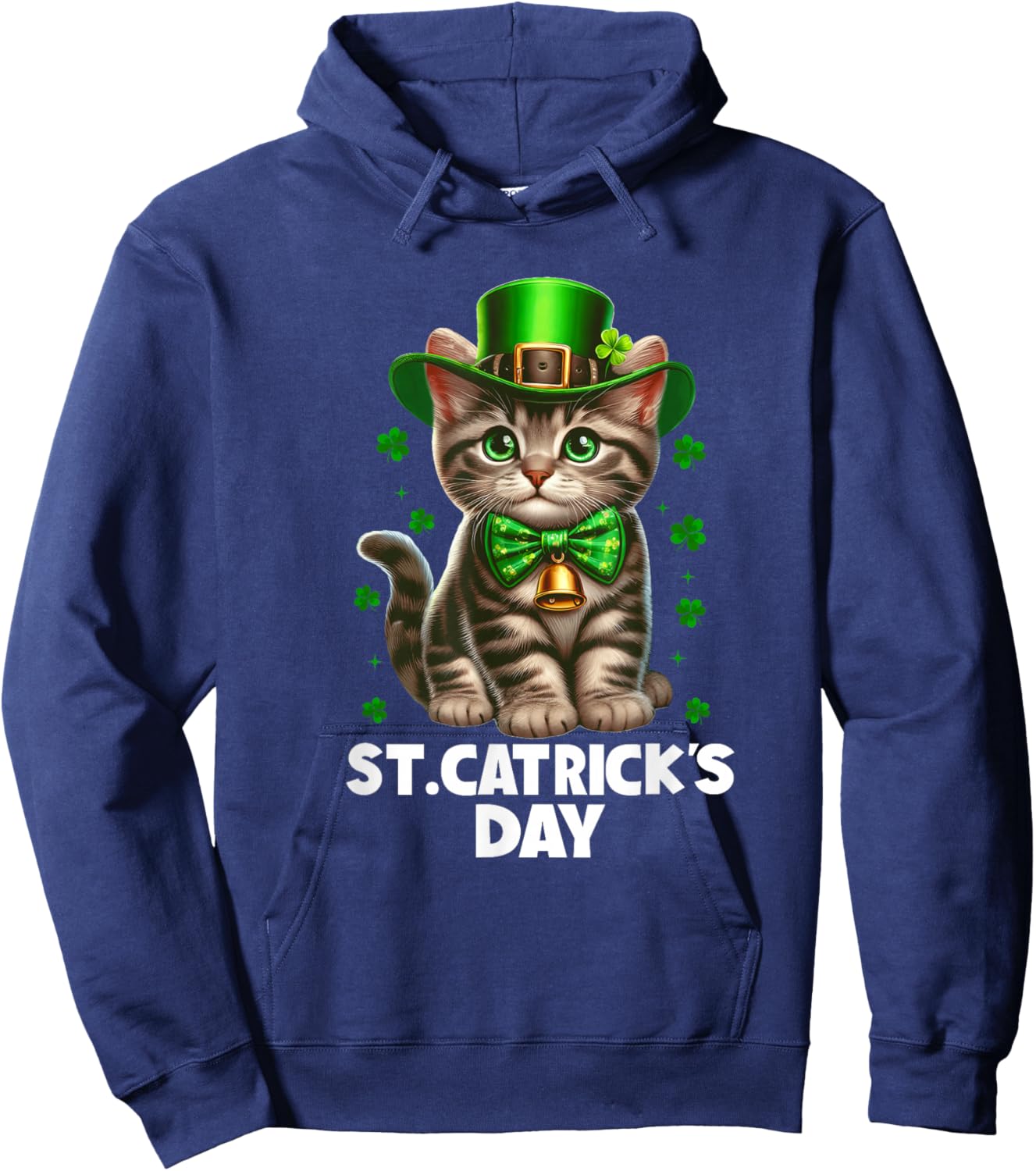 St Patricks Catricks Day Cats Saint Pattys Women Girls Kids Hoodie - Hoodie | Navy