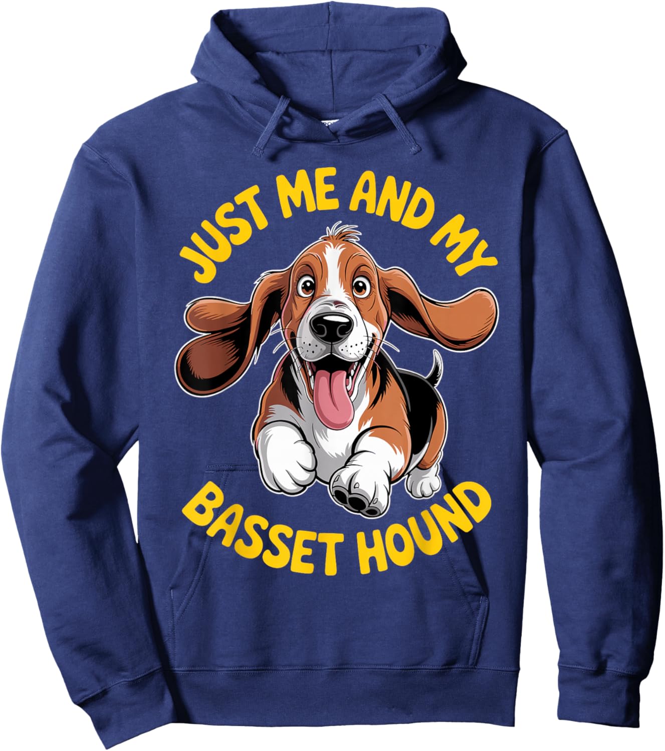 Cartoon Pet Dog Breed Pup Funny Just me and My Basset Hound Hoodie - Hoodie | Navy