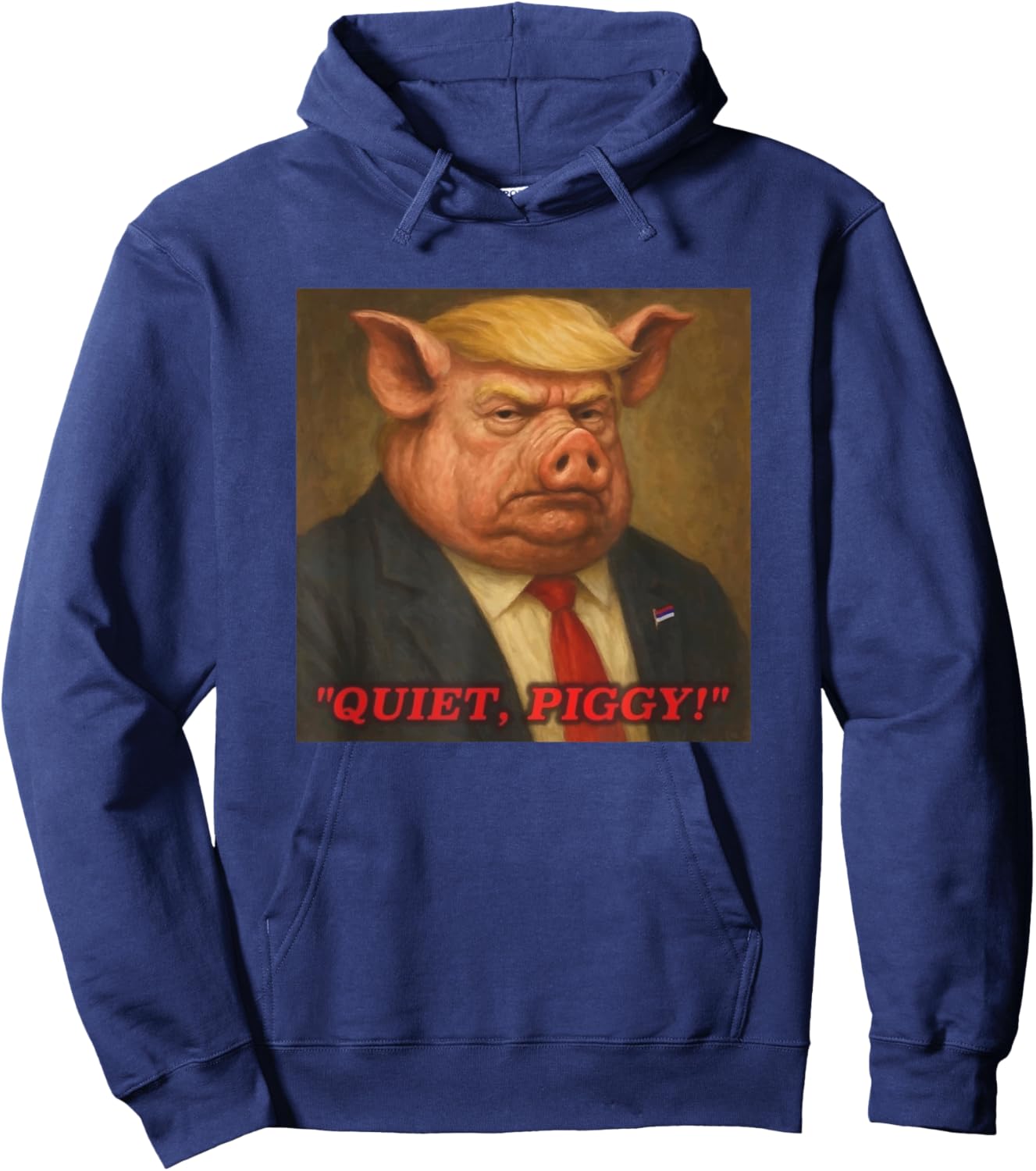 Funny Quiet Piggy Anti Trump Pig Political Trendy Women Men Hoodie - Hoodie | Navy