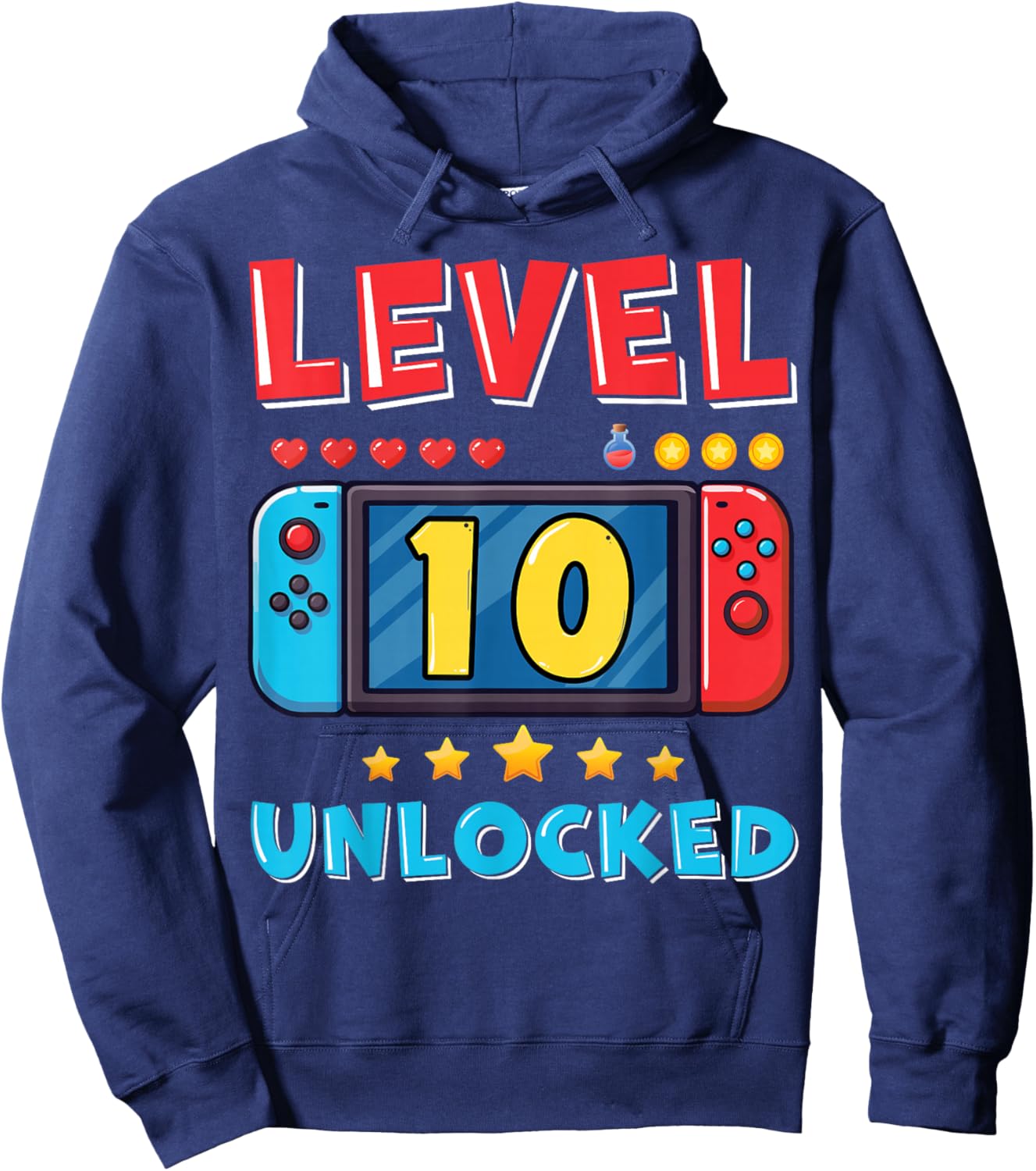 10 Year Old Bday Decorations Son Boy 10yr 10th Birthday Hoodie - Hoodie | Navy