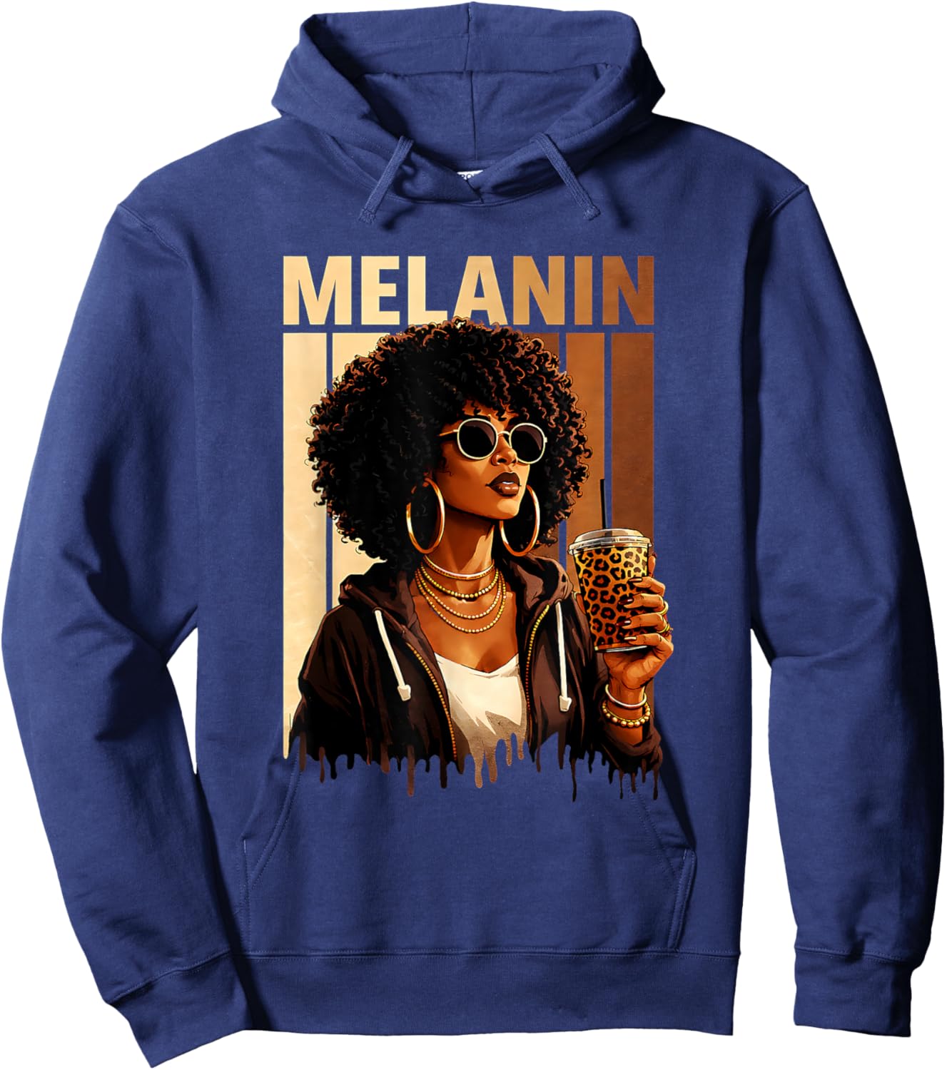 Black History Pride Queen Dope Blessed Afrocentric Melanin Hoodie - Hoodie | Navy