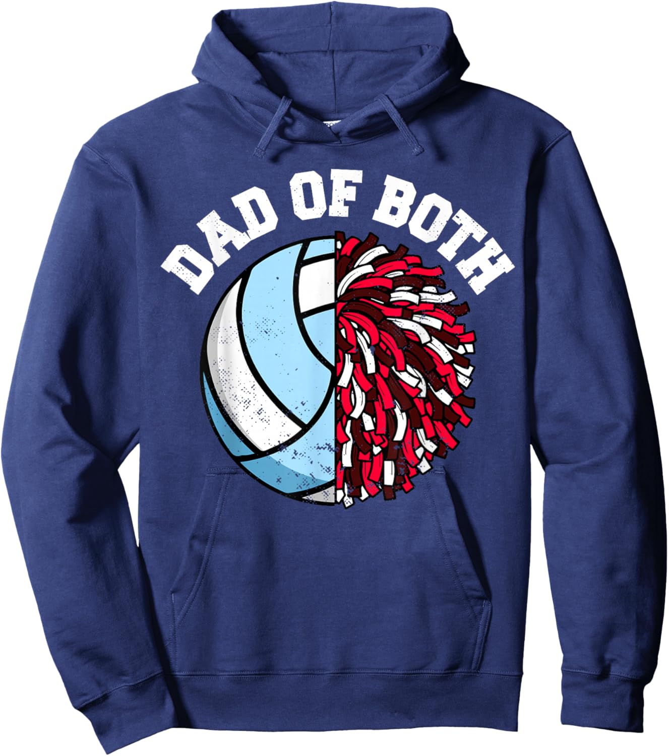 Dad of Both Volleyball Cheer Dad Funny Sports Dad Hoodie - Hoodie | Navy