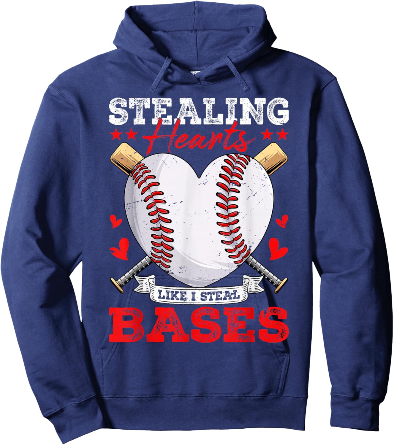 Stealing Hearts Like I Steal Bases Baseball Valentines Hoodie - Hoodie | Navy