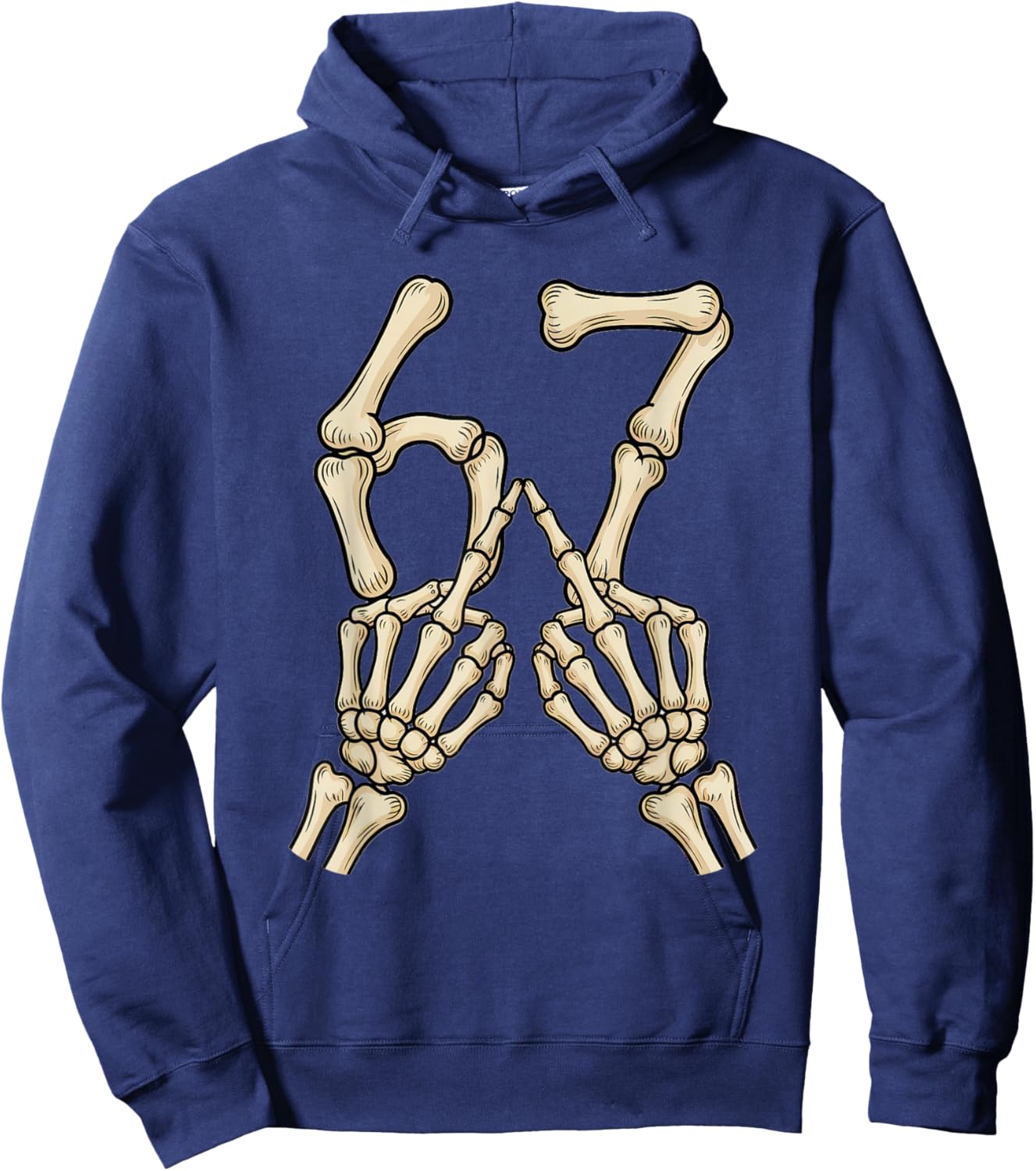 67 Meme Skeleton Hand 6 7 Halloween Six Seven Funny Teens Hoodie - Hoodie | Navy