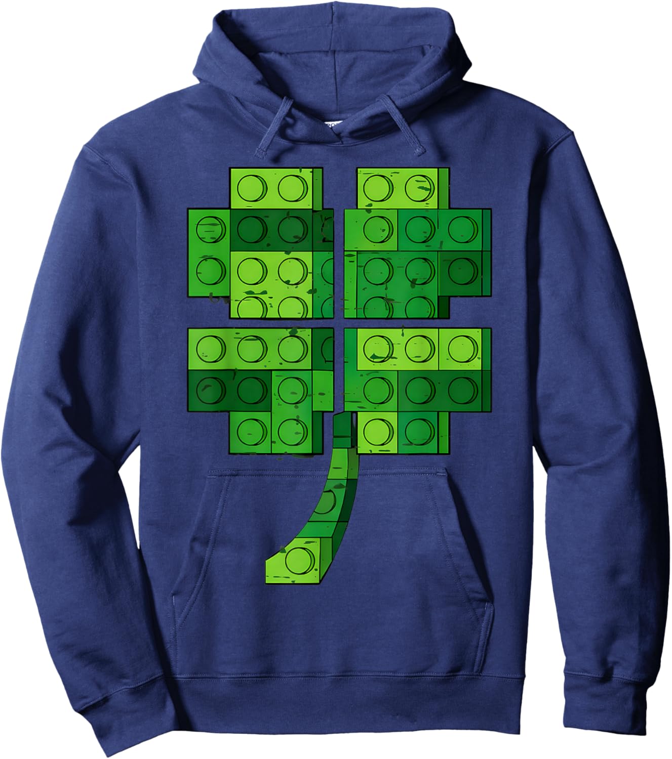 St Patricks Day Shamrock Building Blocks Bricks Boys Kids Hoodie - Hoodie | Navy