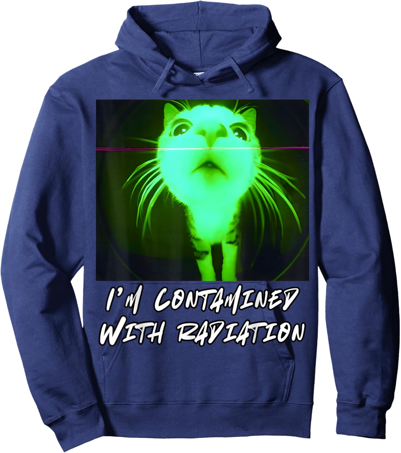 I'm Contaminated with Radiation Funny Internet Cat Gen-Z Hoodie - Hoodie | Navy