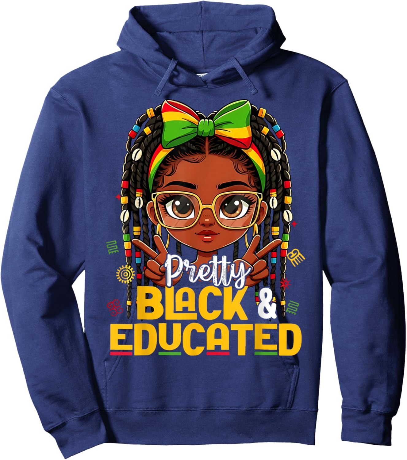 Pretty Black and Educated Black History African American Hoodie - Hoodie | Navy