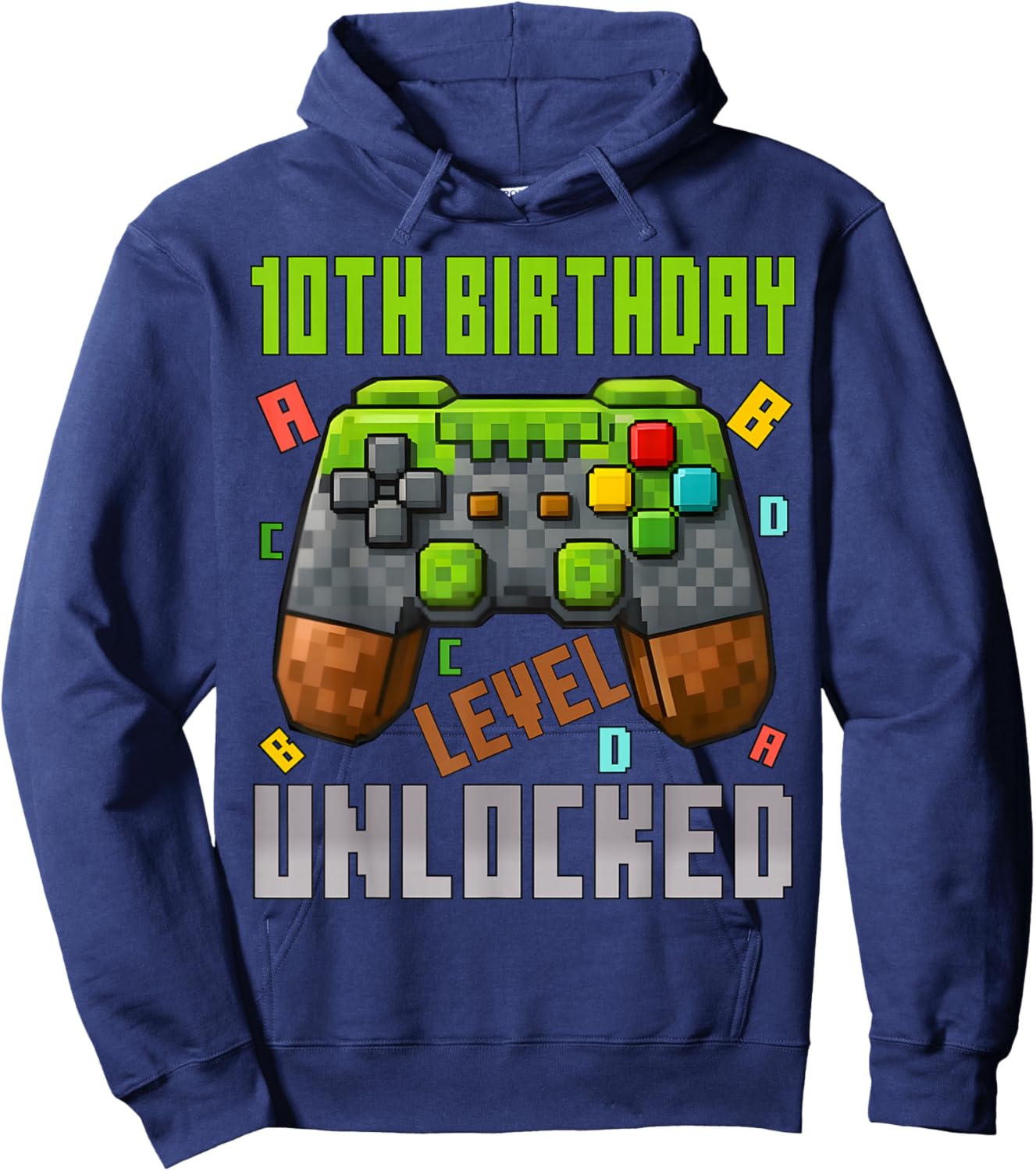 10th Birthday Boy Level 10 Unlocked Birthday Boy 10 Years Hoodie - Hoodie | Navy