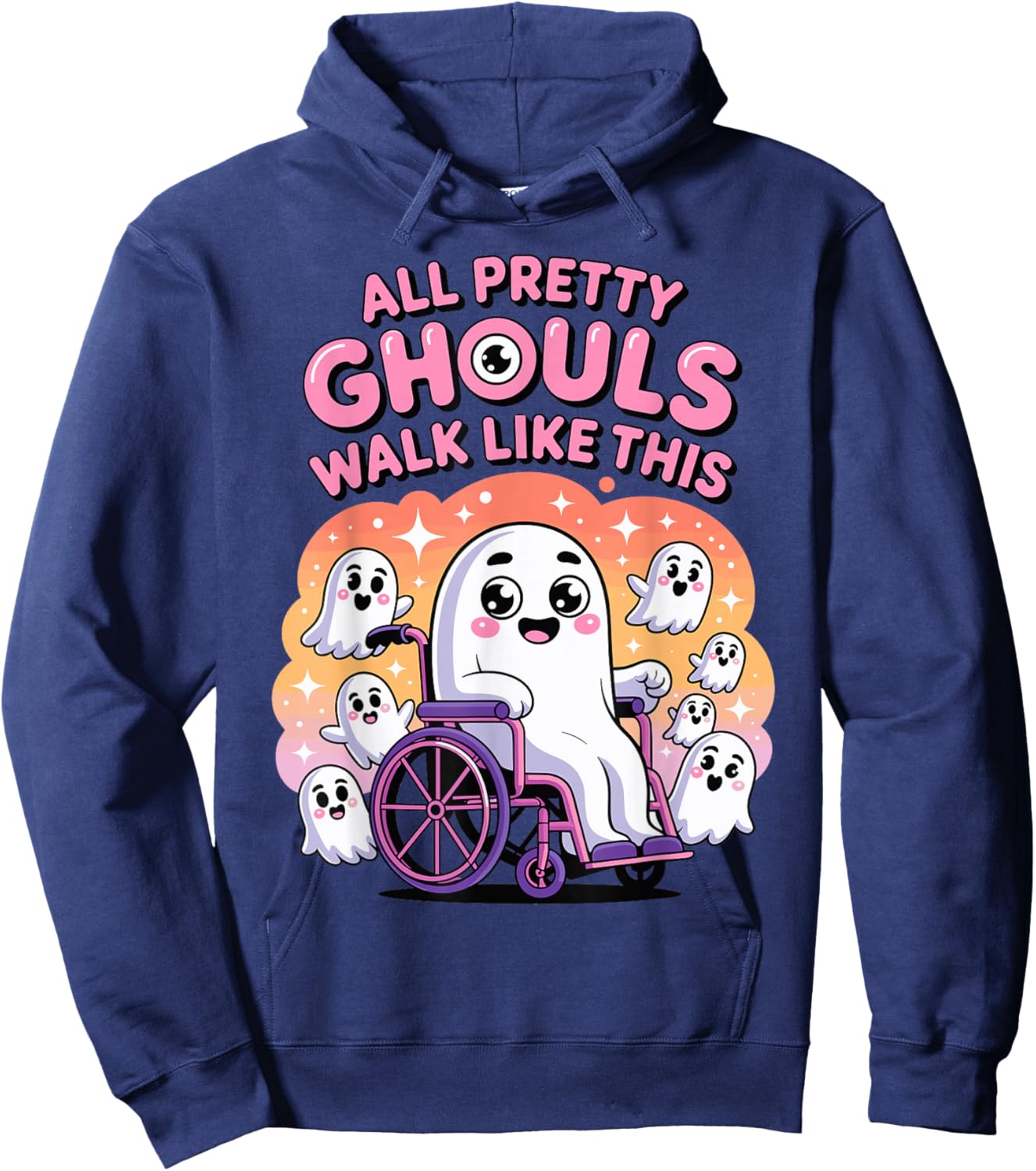Halloween Wheelchair Costume Handicap Joke Ghouls Walk Like Hoodie - Hoodie | Navy